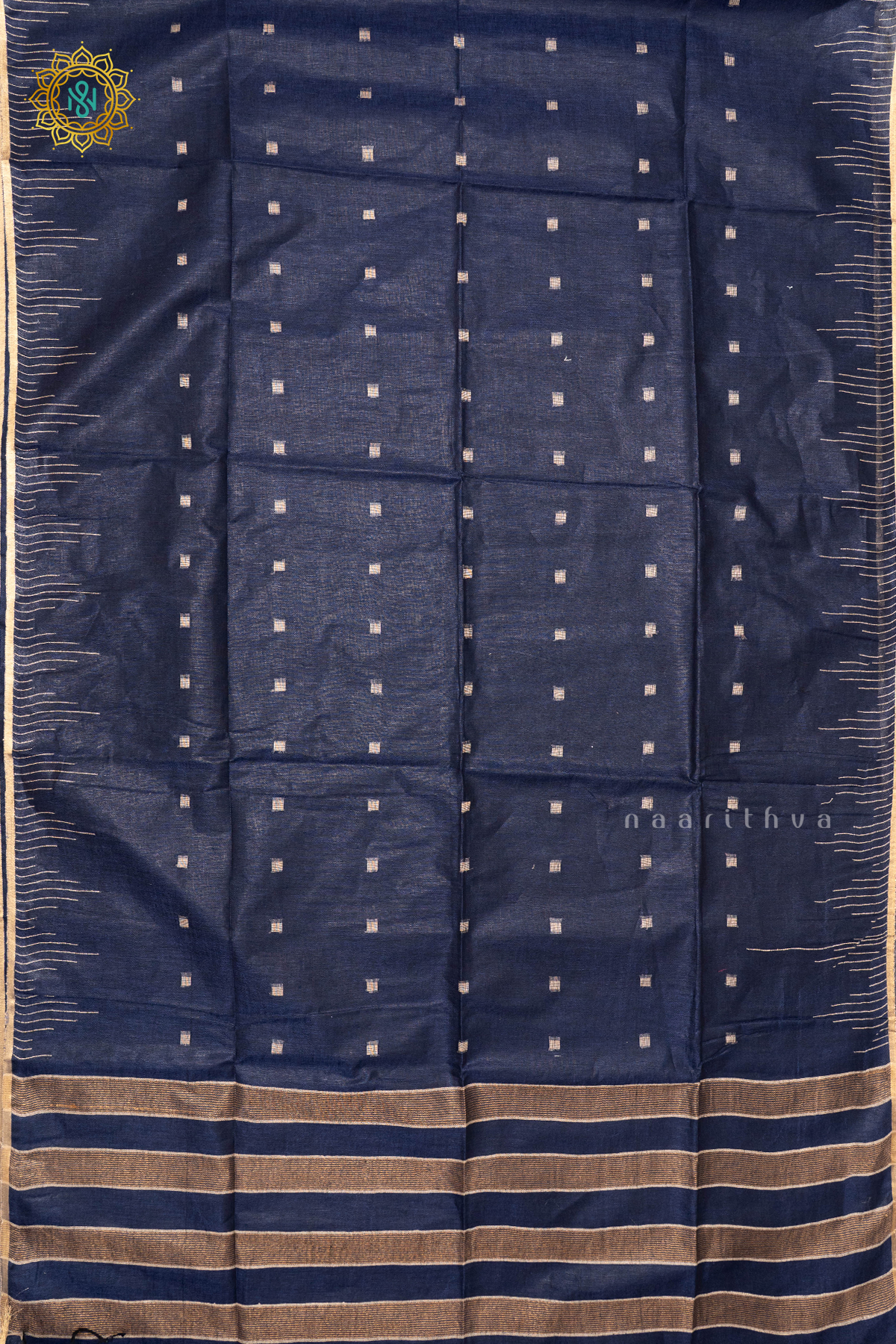 BLUE WITH BLACK - PURE LINEN