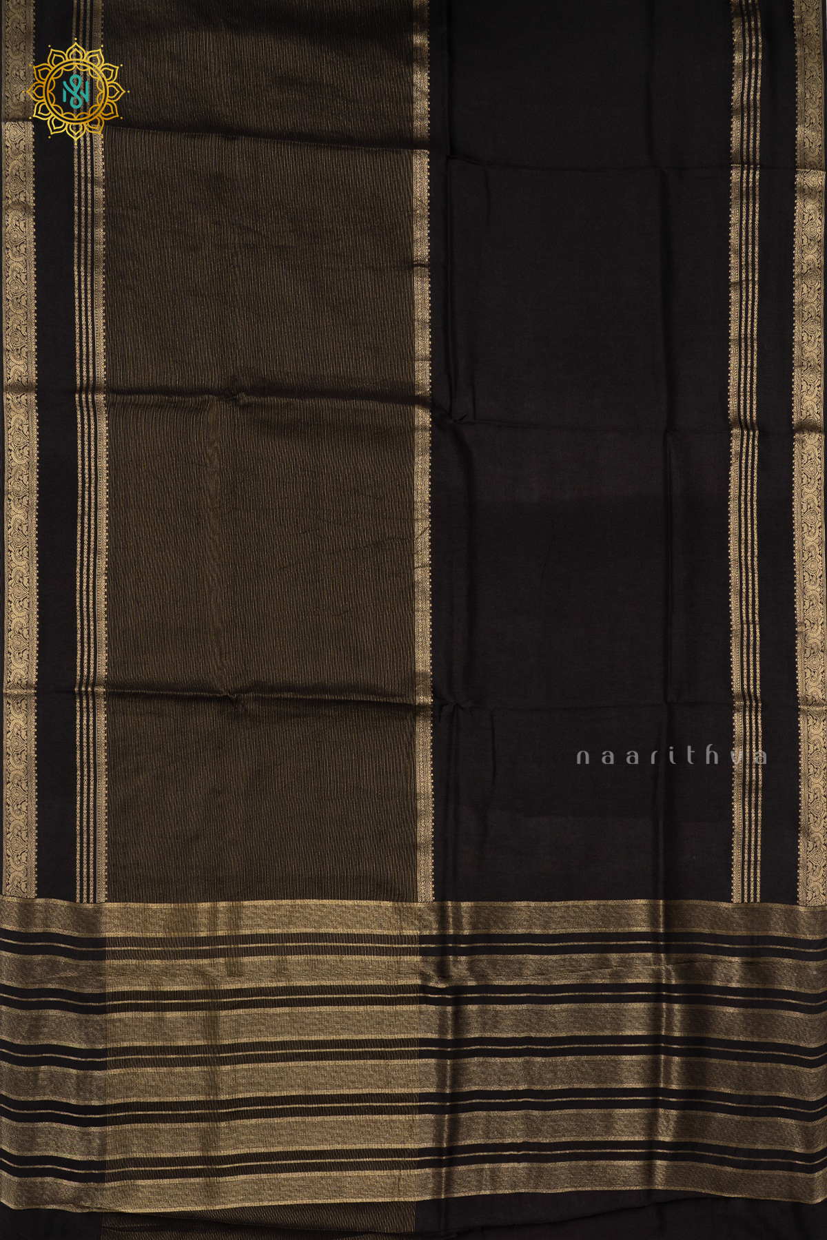 BLACK WITH RED - SEMI CREPE SILK