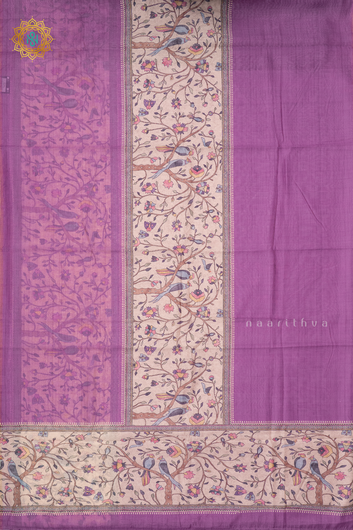 LAVENDER WITH OFF WHITE - CHANDERI COTTON