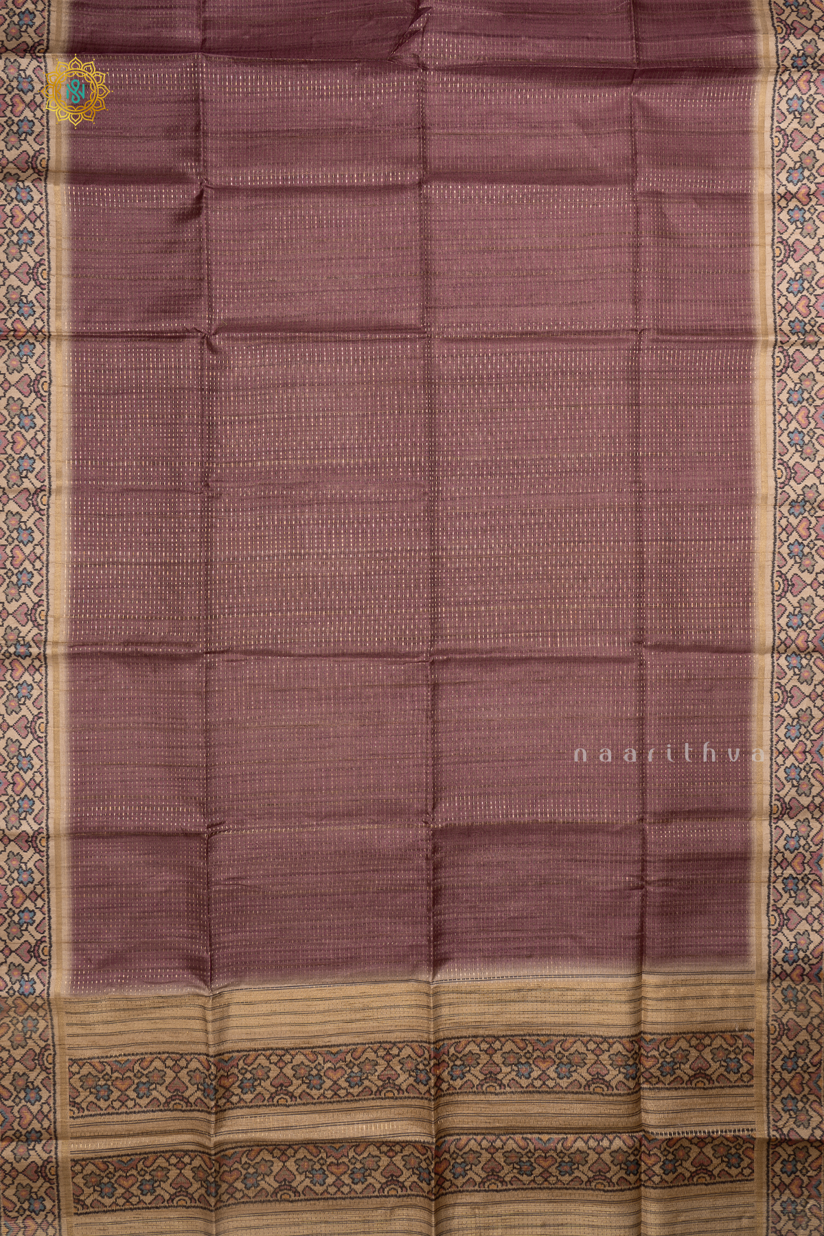 Rouge Pink With Beige Semi Tussar Silk Saree With Zari Stripes & Buttas On The Body, Printed Border And Contrast Blouse
