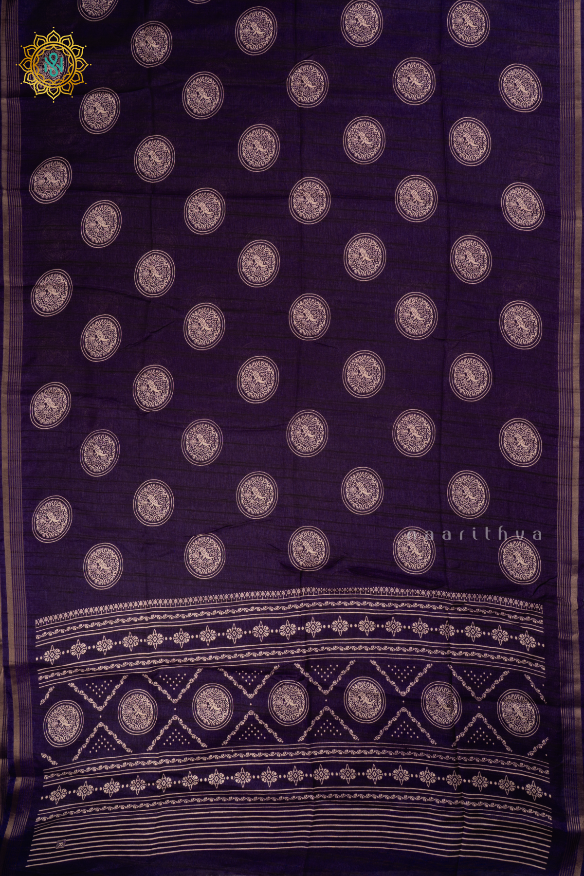 Purple - Semi Tussar Silk Saree Allover Printed Buttas on the body with Zari Border