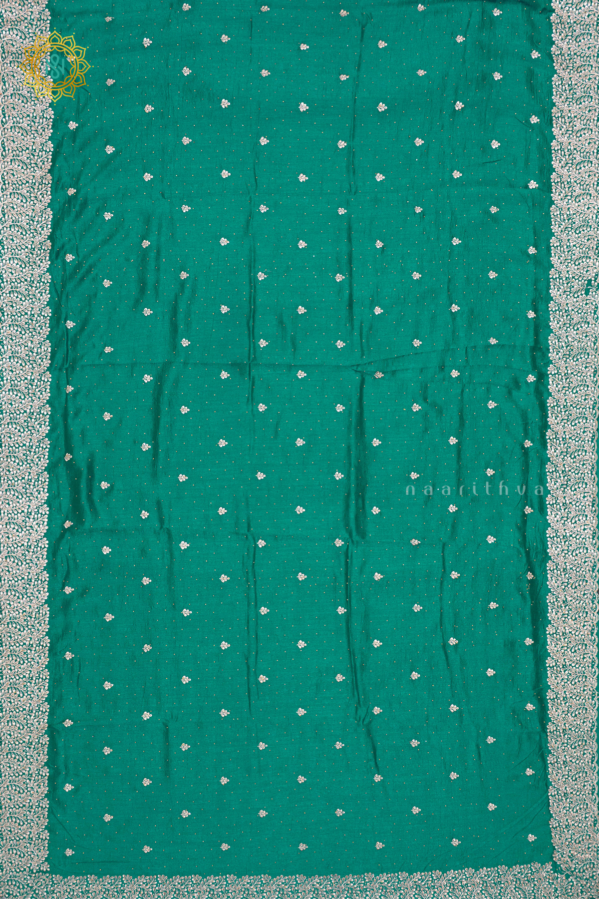 CYAN GREEN WITH PINK - PARTY WEAR TUSSAR GEORGETTE