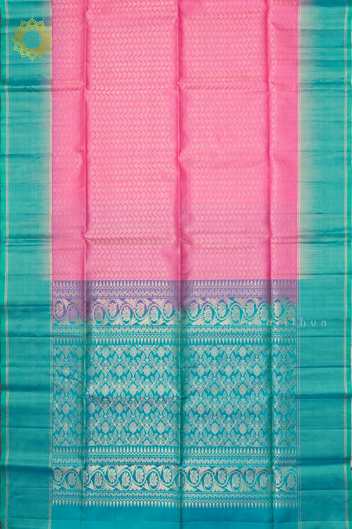 LIGHT PINK WITH DUAL SHADE OF BLUE - PURE KANJIVARAM SOFT SILK