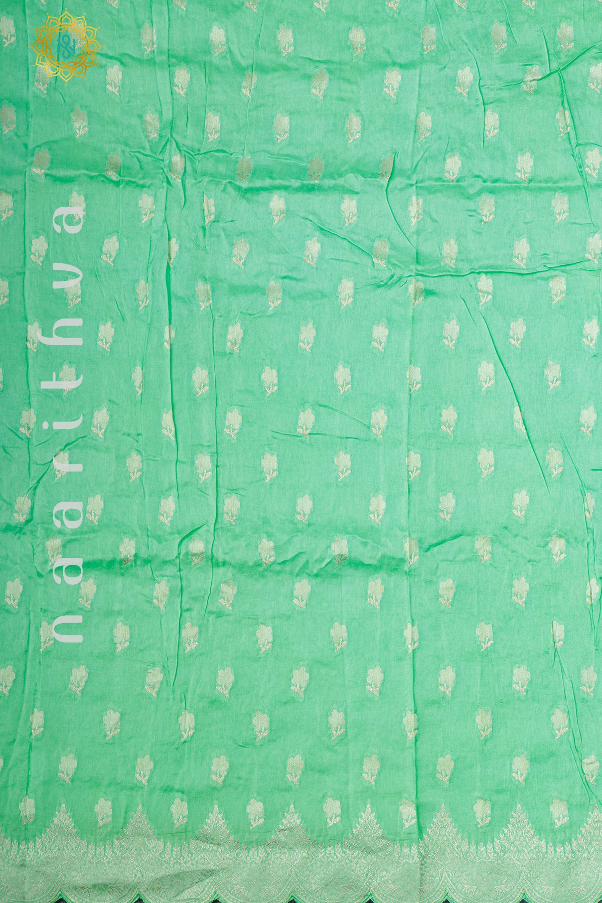 AQUA GREEN WITH TEAL BLUE  - DOLA SILK
