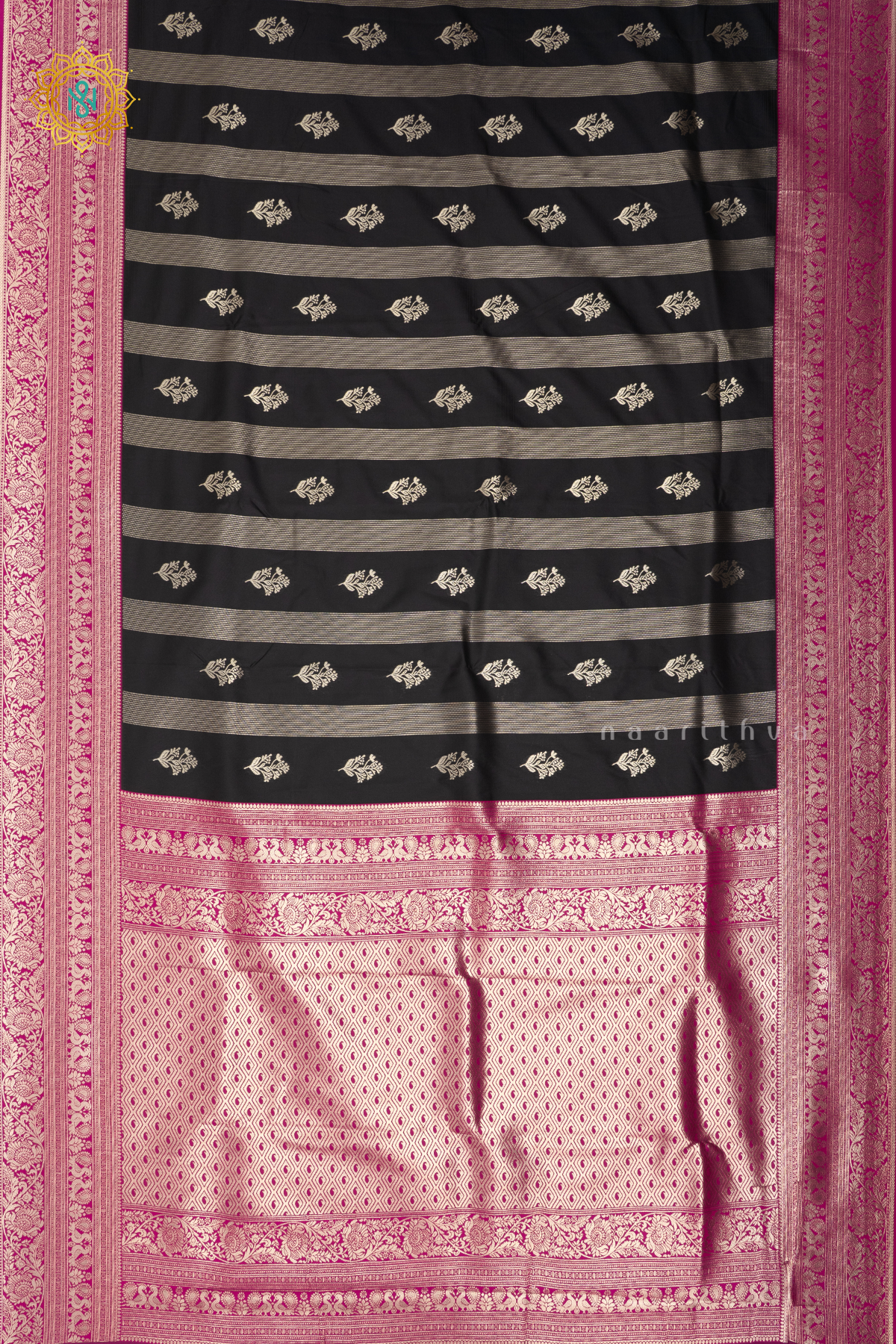 BLACK WITH PINK - SEMI SILK