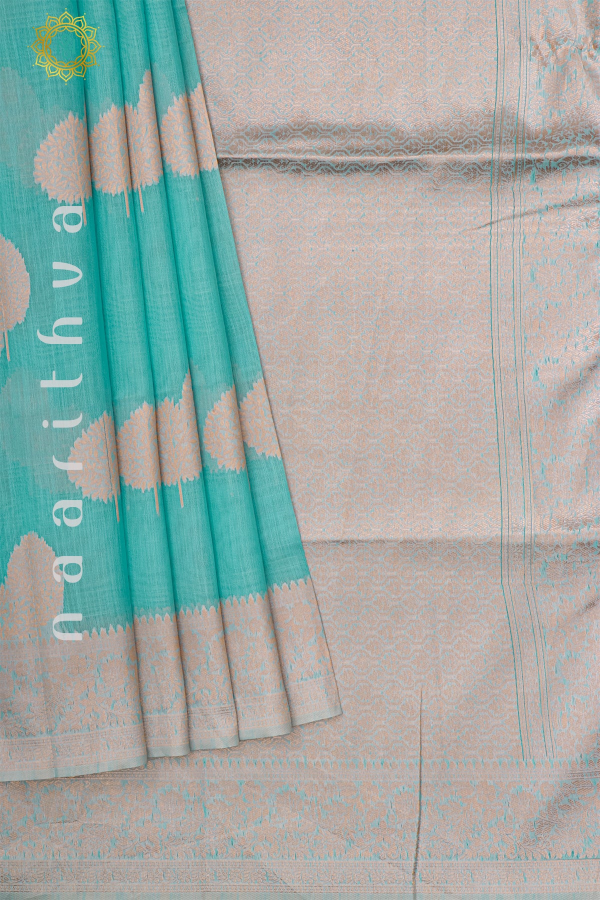 AQUA BLUE - SEMI RAW SILK