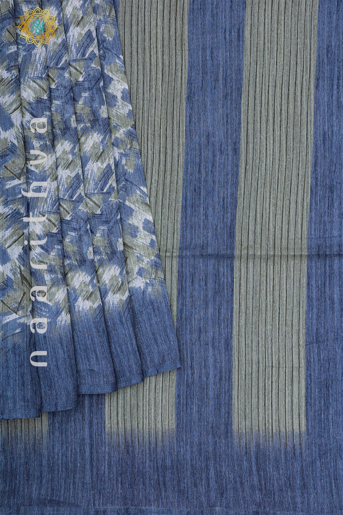 BLUE WITH GREY - JUTE COTTON