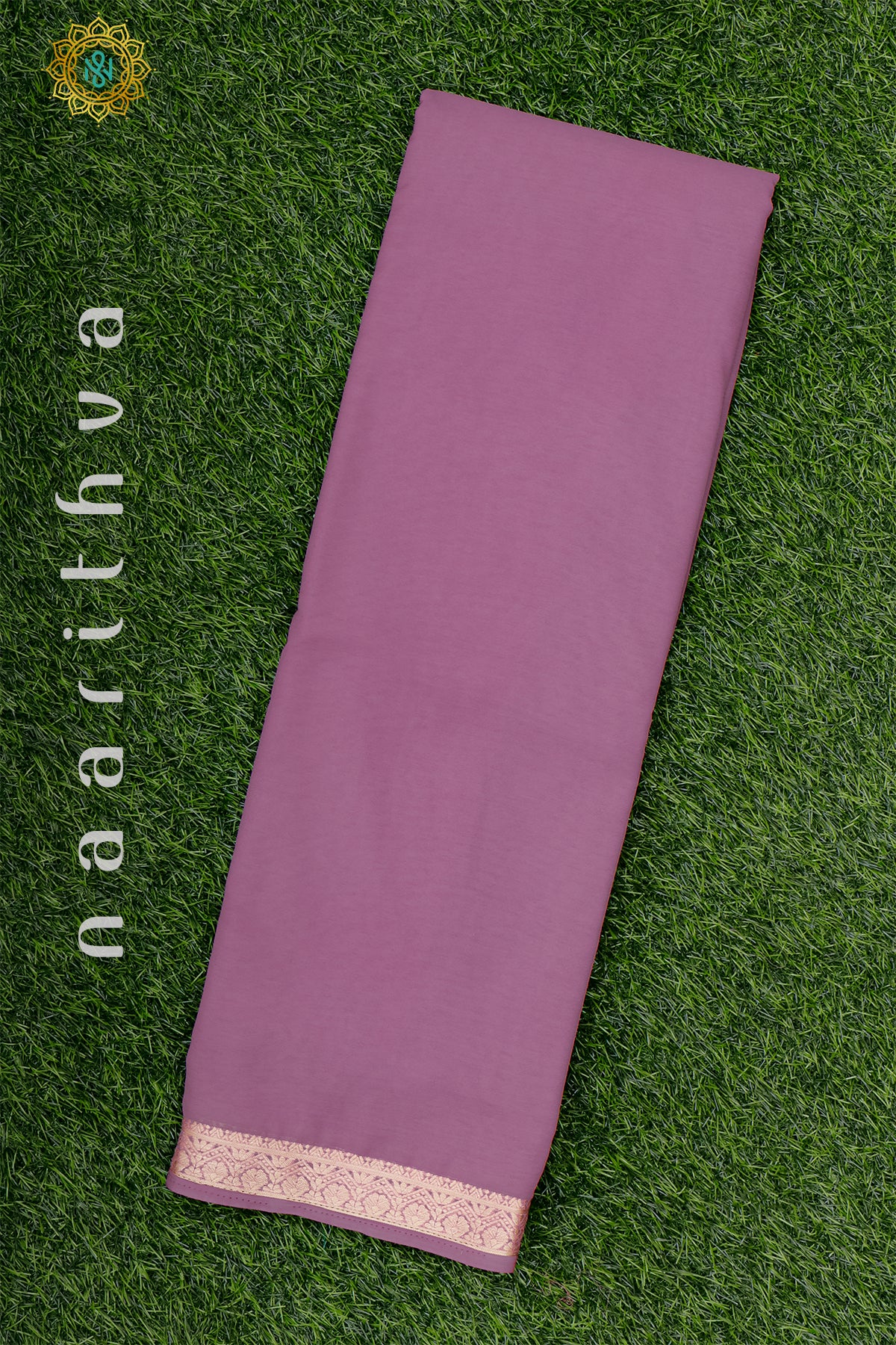 PINKISH LAVENDER WITH CYAN GREEN - CHIFFON GEORGETTE