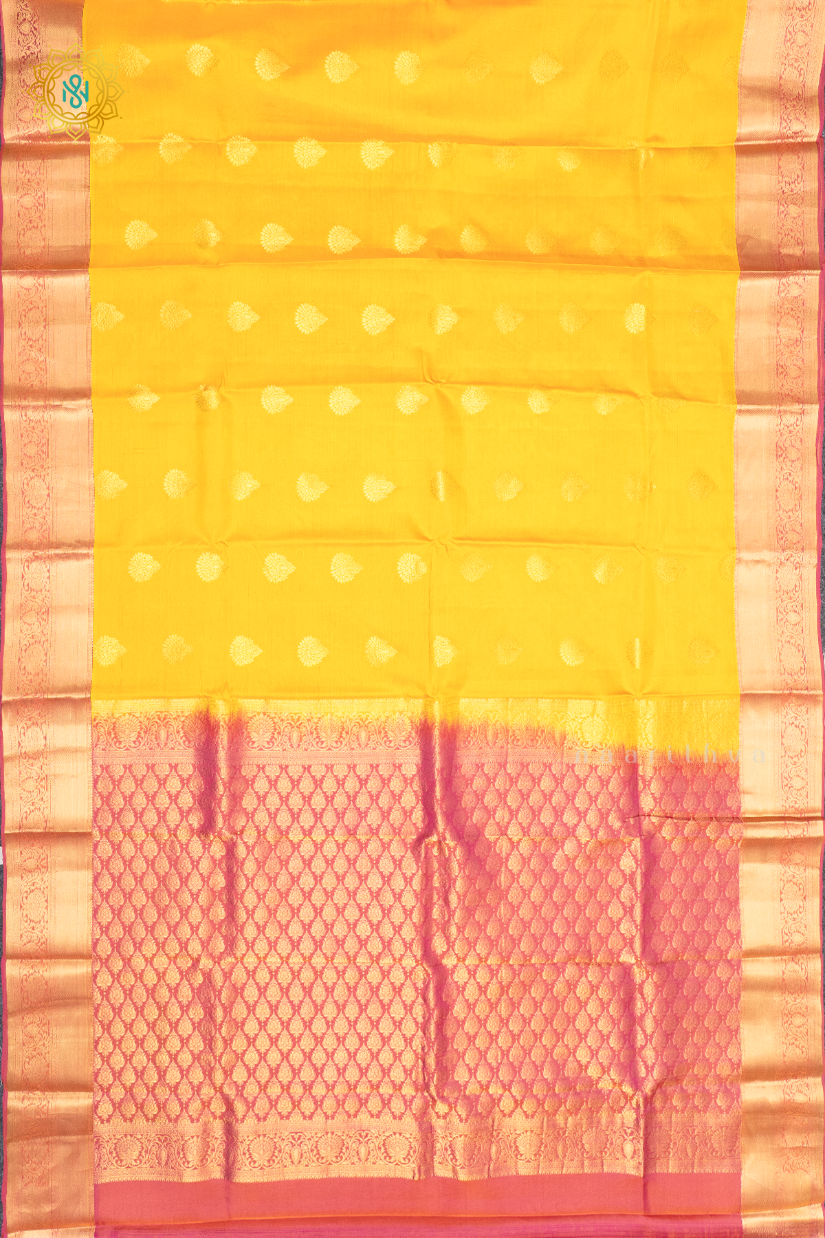 YELLOW WITH DUAL SHADE OF PINK - PURE MIX KANJIVARAM