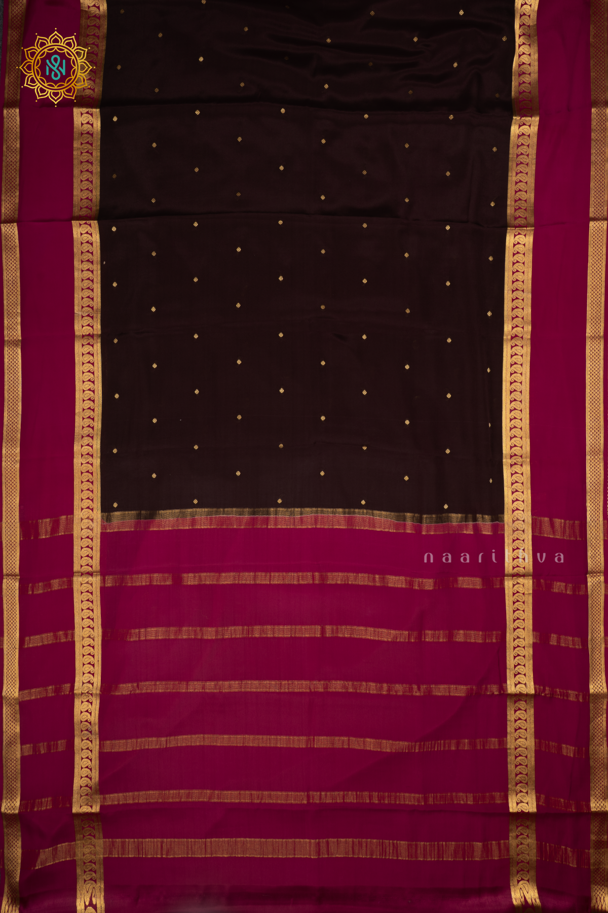 DEEP PURPLE WITH RANI PINK - PURE MYSORE CREPE SILK