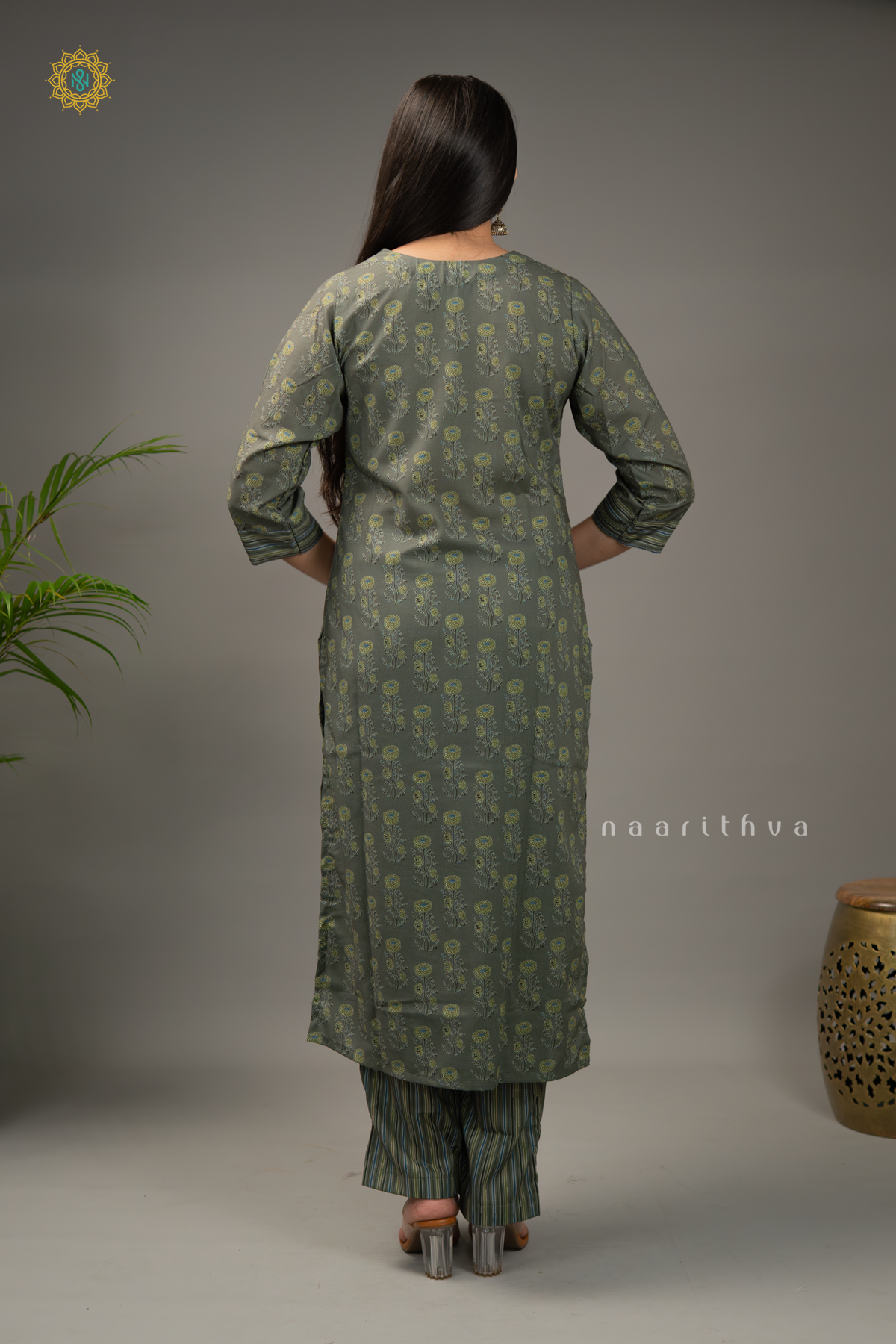 GREEN - VISCOS COTTON 2PC SALWAR SUIT WITH PRINTED TOP & BOTTOM