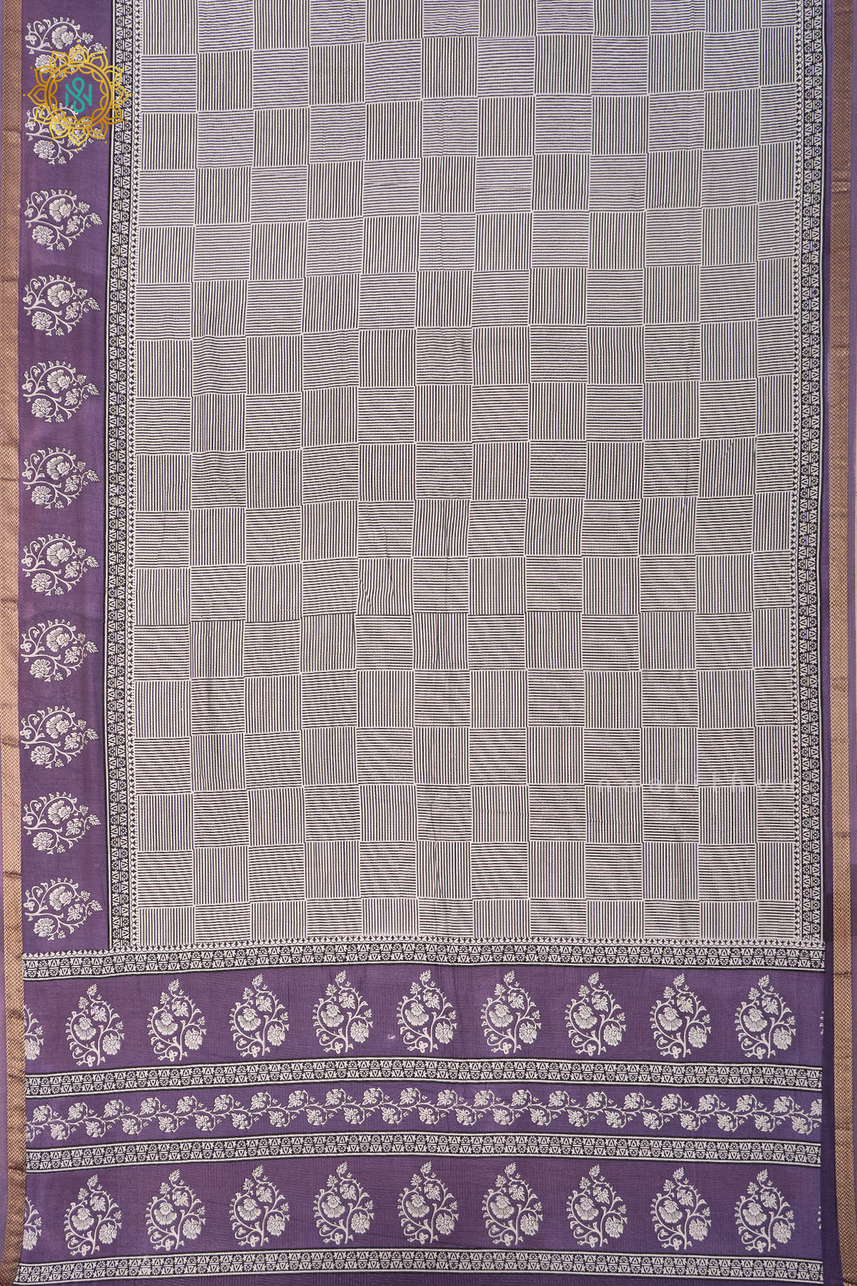 WHITE WITH LAVENDER - VISCOSE COTTON