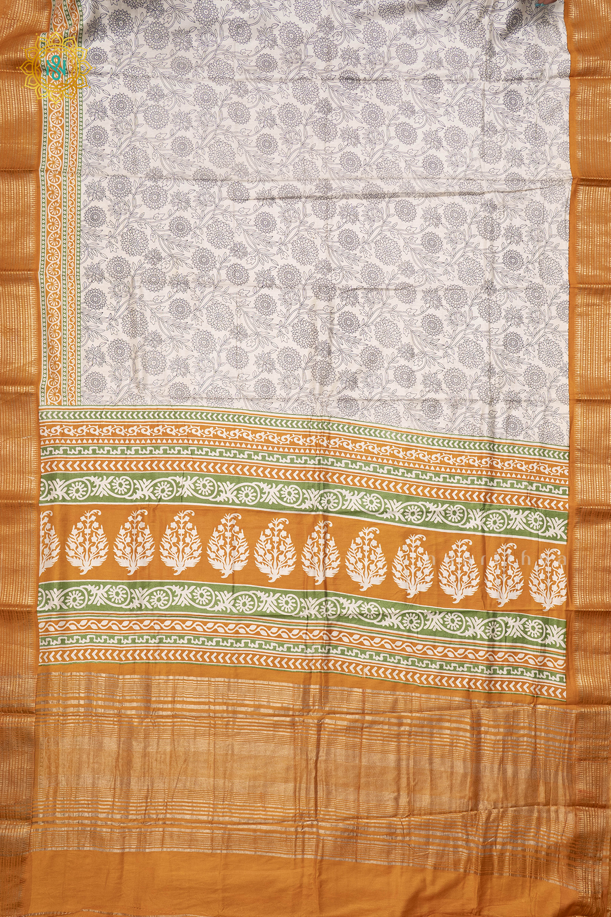 WHITE WITH YELLOW - VISCOSE COTTON
