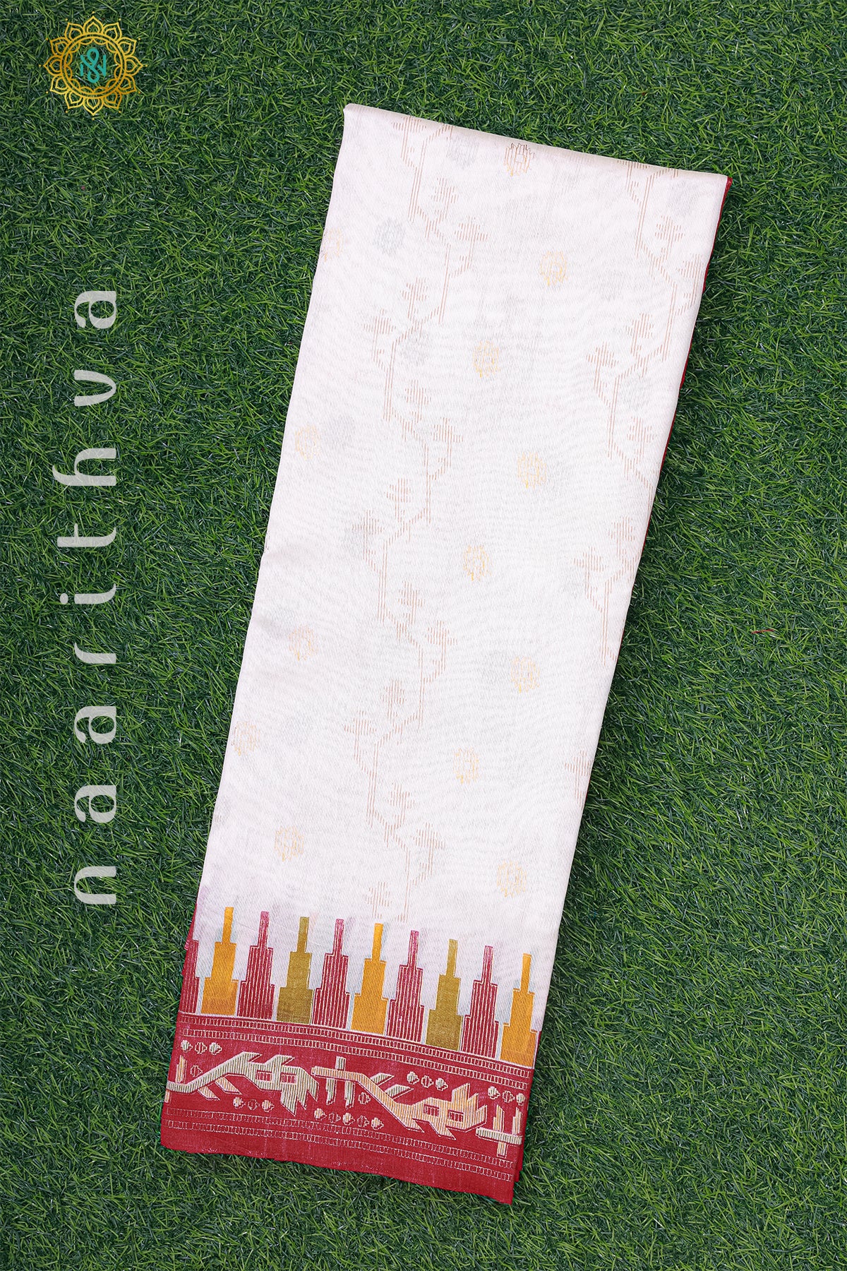 OFF WHITE WITH RED - POLY COTTON
