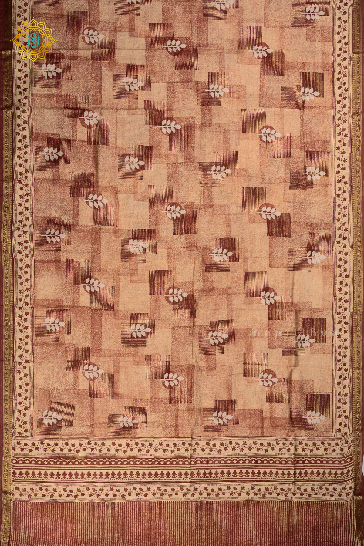 Maroon Butter Crepe Saree with All-Over Printed Body and Zari Border