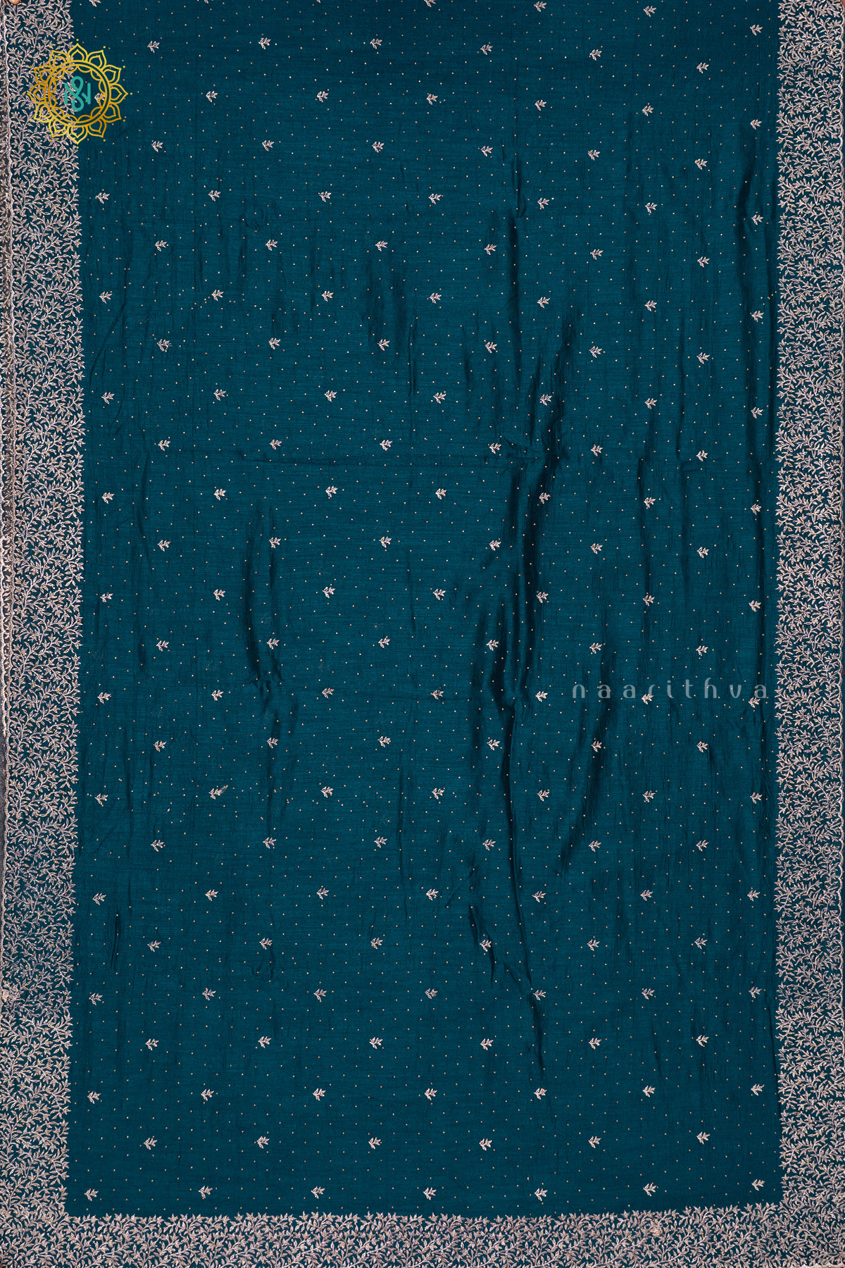 PEACOCK BLUE WITH PINK - PARTY WEAR TUSSAR GEORGETTE