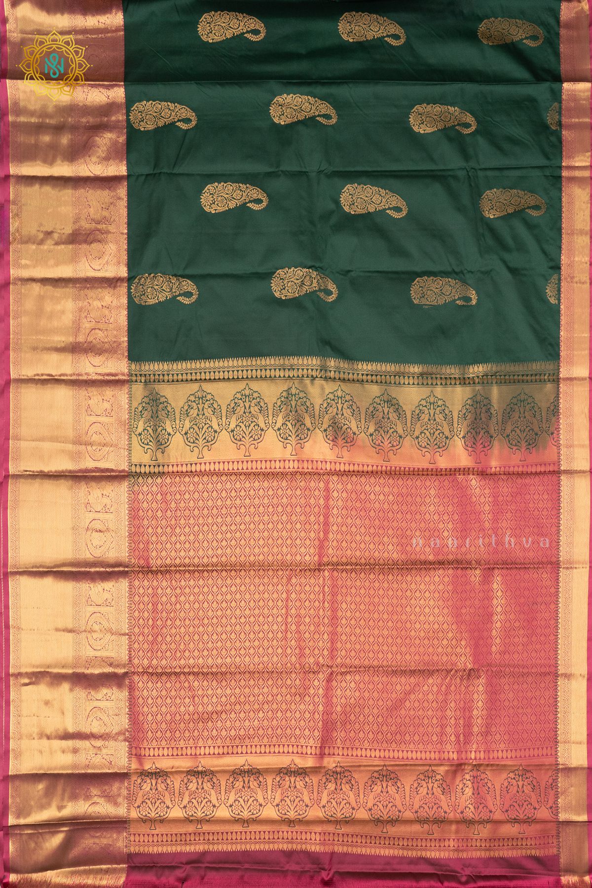GREEN WITH MAROON - SEMI KANCHI