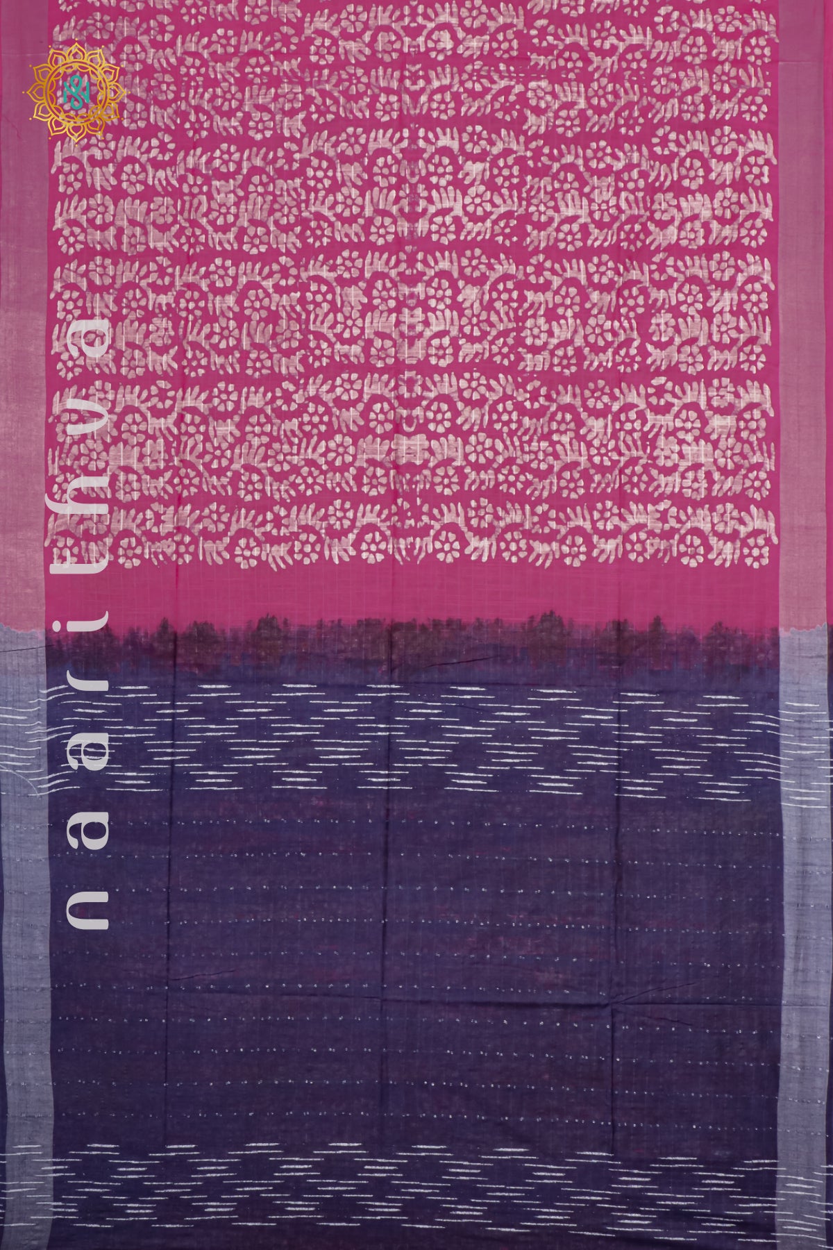 PINK WITH NAVY BLUE - SLUB COTTON