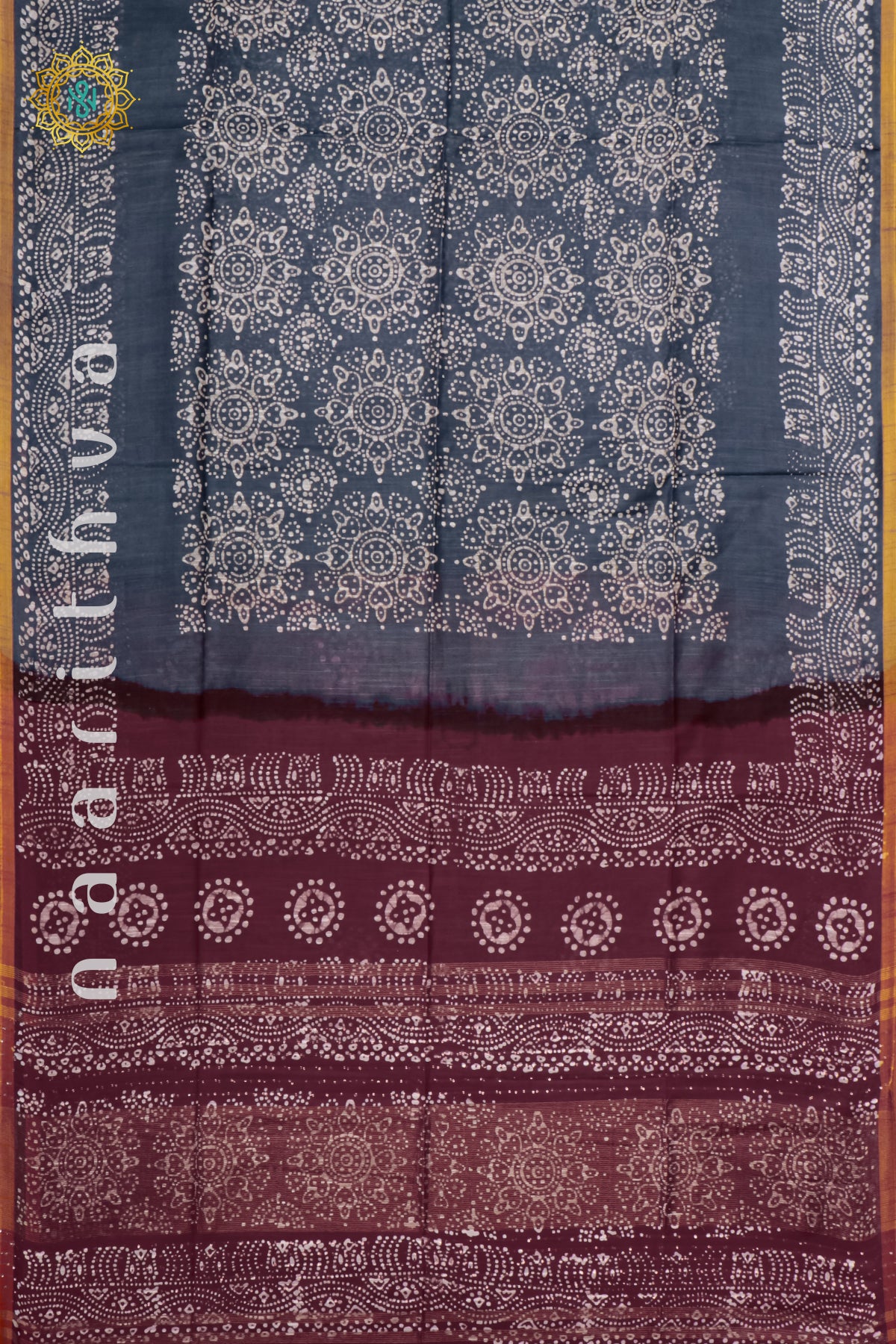 GREY WITH MAROON - SLUB COTTON