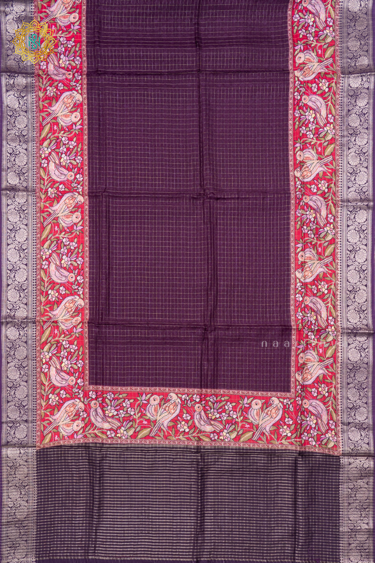 PURPLE WITH PINK - SEMI CREPE SILK