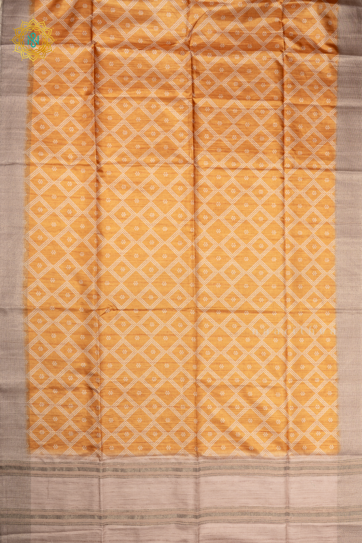 YELLOW WITH BEIGE - SEMI TUSSAR SILK