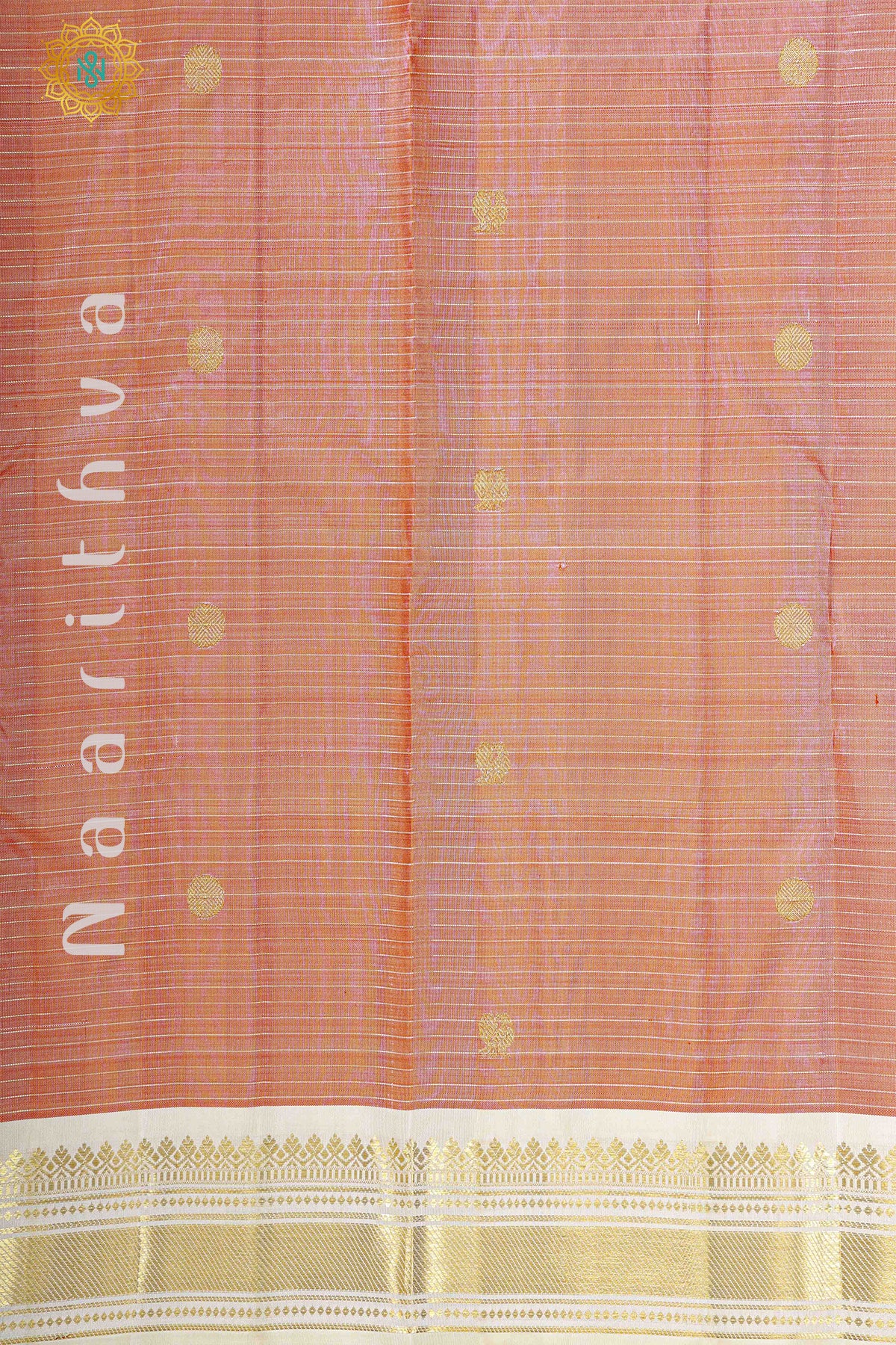 LIGHT ORANGE WITH CREAM - PURE KANJIVARAM SILK