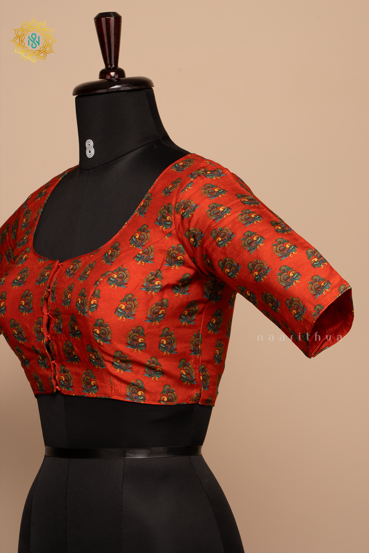 Orange - Dola Silk Readymade Blouse Allover Prints On the Body