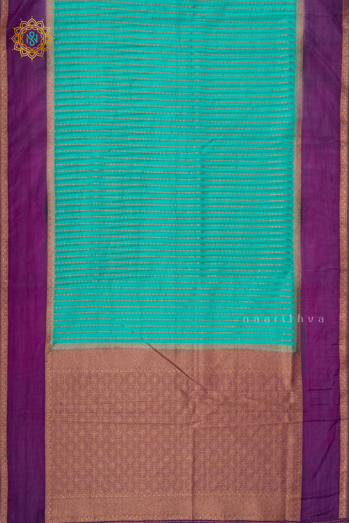 AQUA GREEN WITH PURPLE - SEMI CREPE GEORGETTE