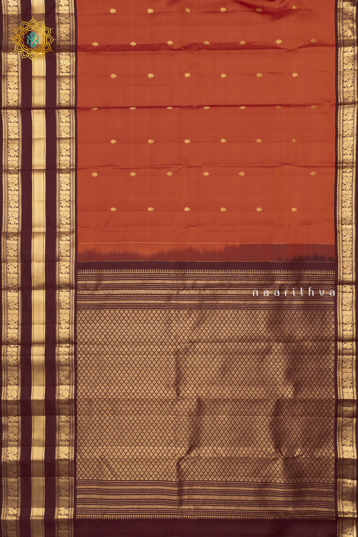 RUST ORANGE WITH BROWN - PURE KANJIVARAM SILK
