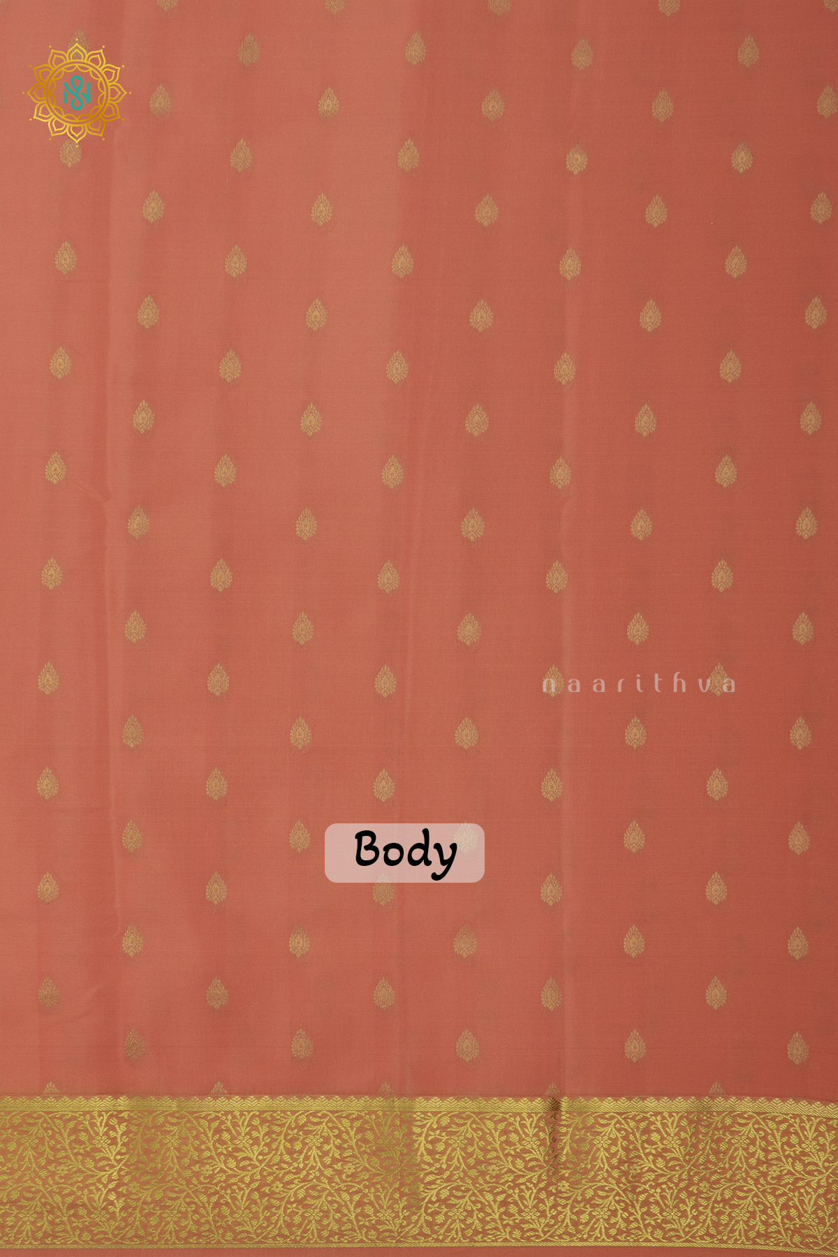 PEACHISH ORANGE - PURE MYSORE CREPE SILK