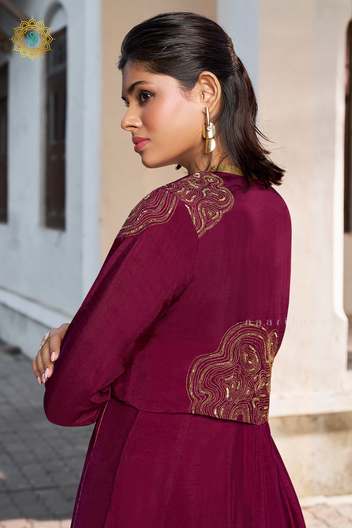 MAGENTA- SILK 3PC SALWAR SUIT WITH TOP, BOTTOM & COURT