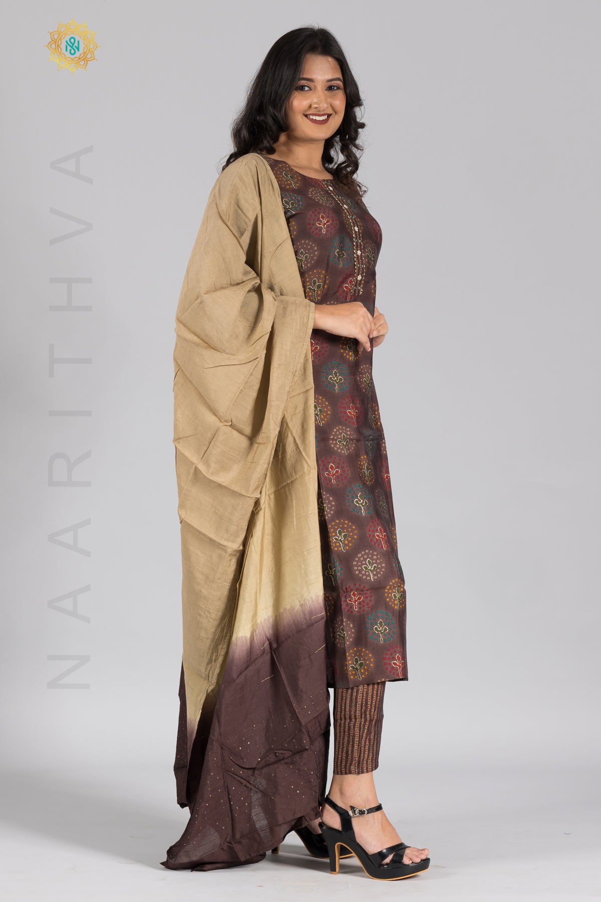 BROWN - KURTI SET WITH STRAIGHT CUT PANT AND DUPATTA