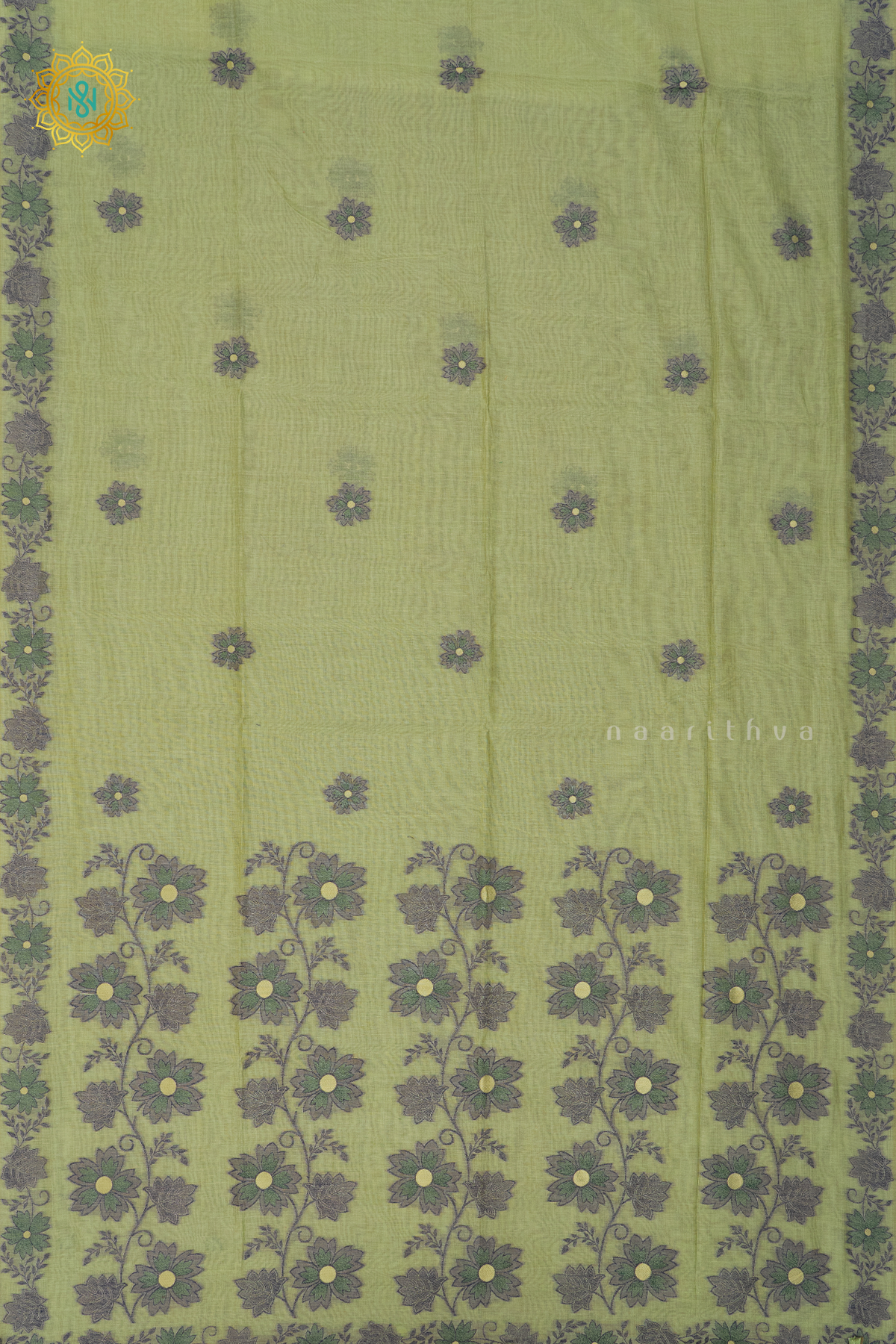 LIGHT GREEN WITH GREEN - MOONGA COTTON