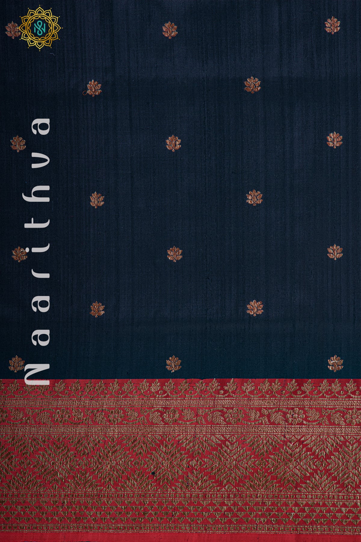 BLACK WITH RED - PURE RAW SILK