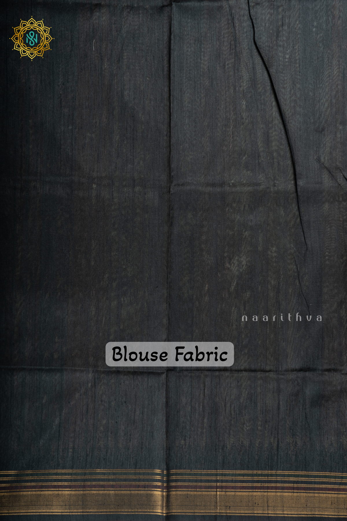 Black With Red Semi Tussar Silk With Printed Body With Zari Border & Pallu