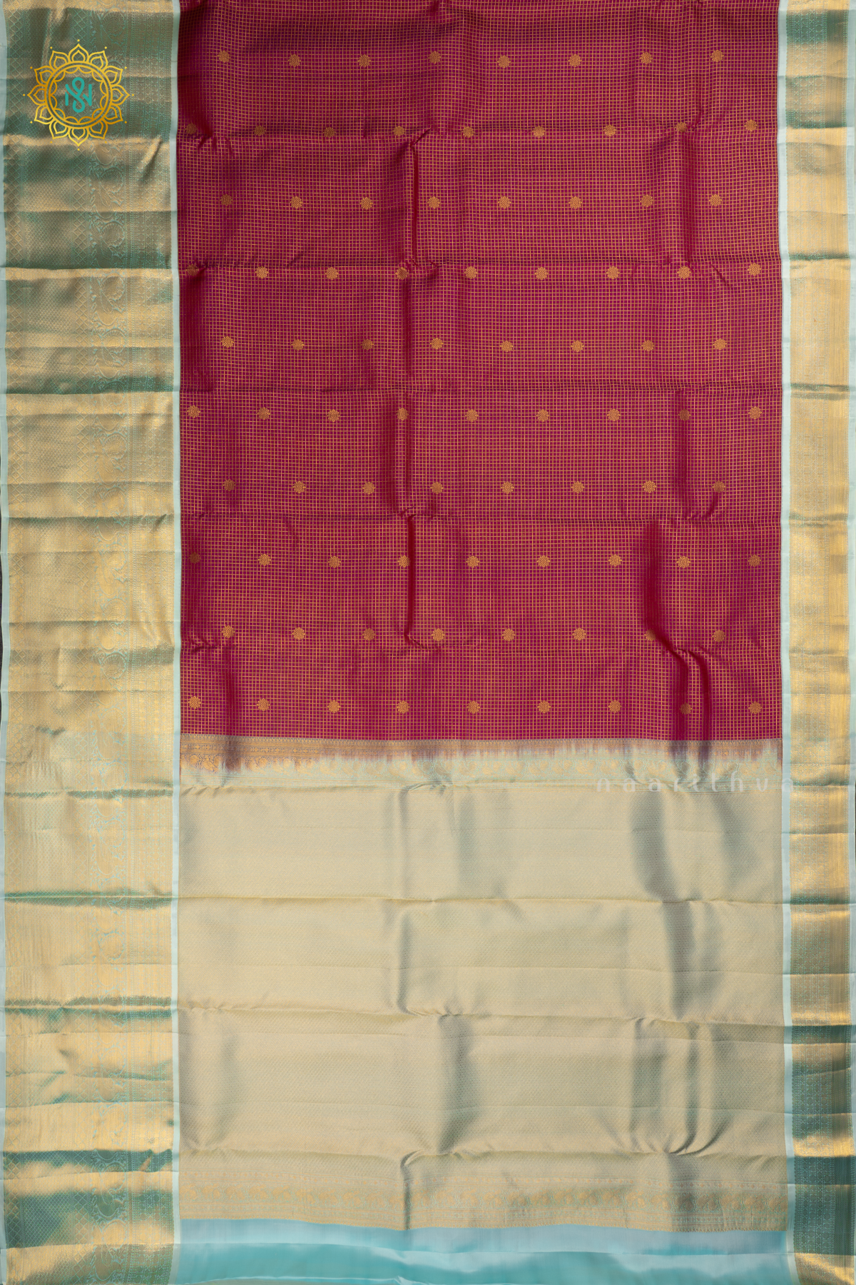 MAGENTA WITH AQUA BLUE - PURE KANJIVARAM SILK