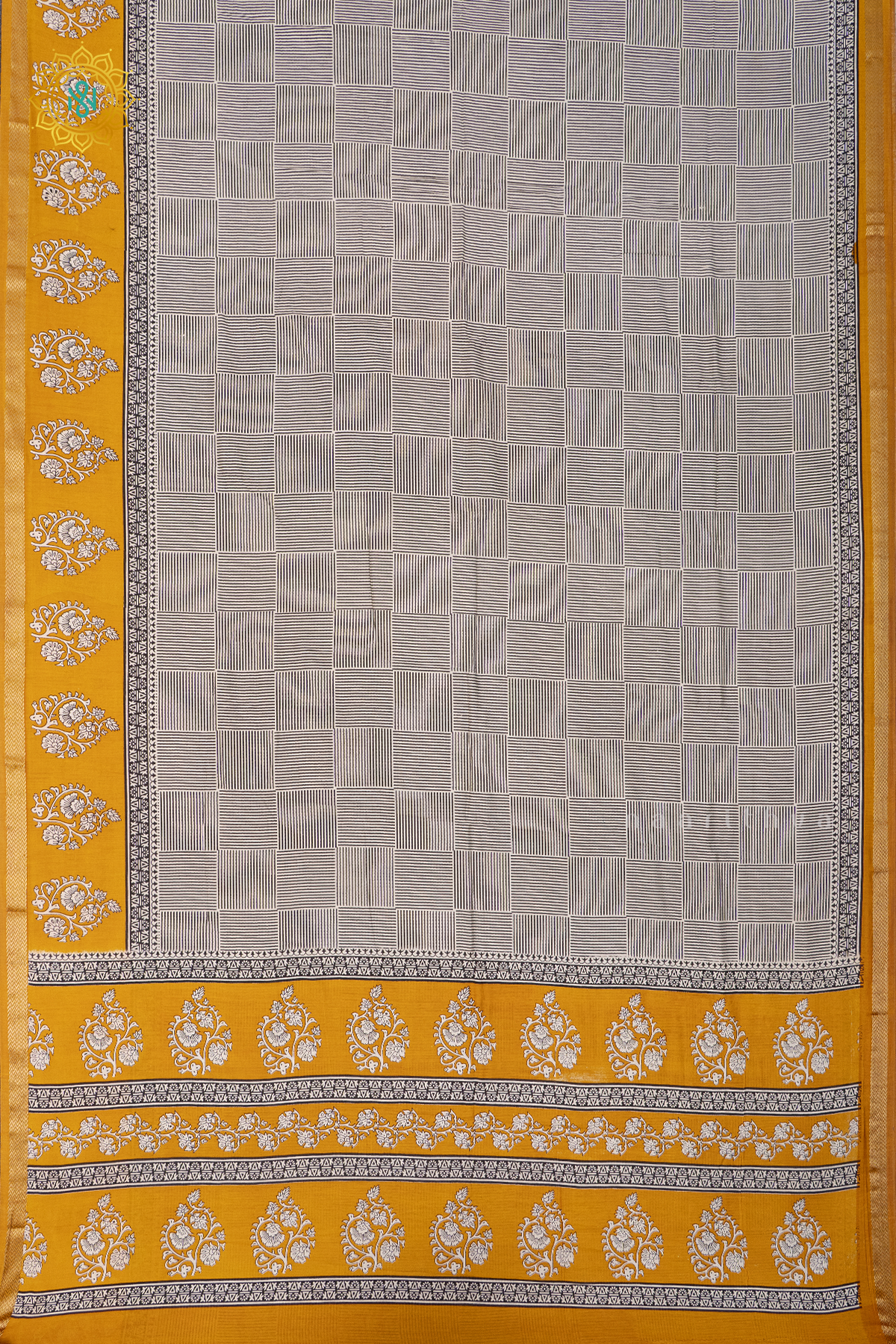 WHITE WITH YELLOW - VISCOSE COTTON