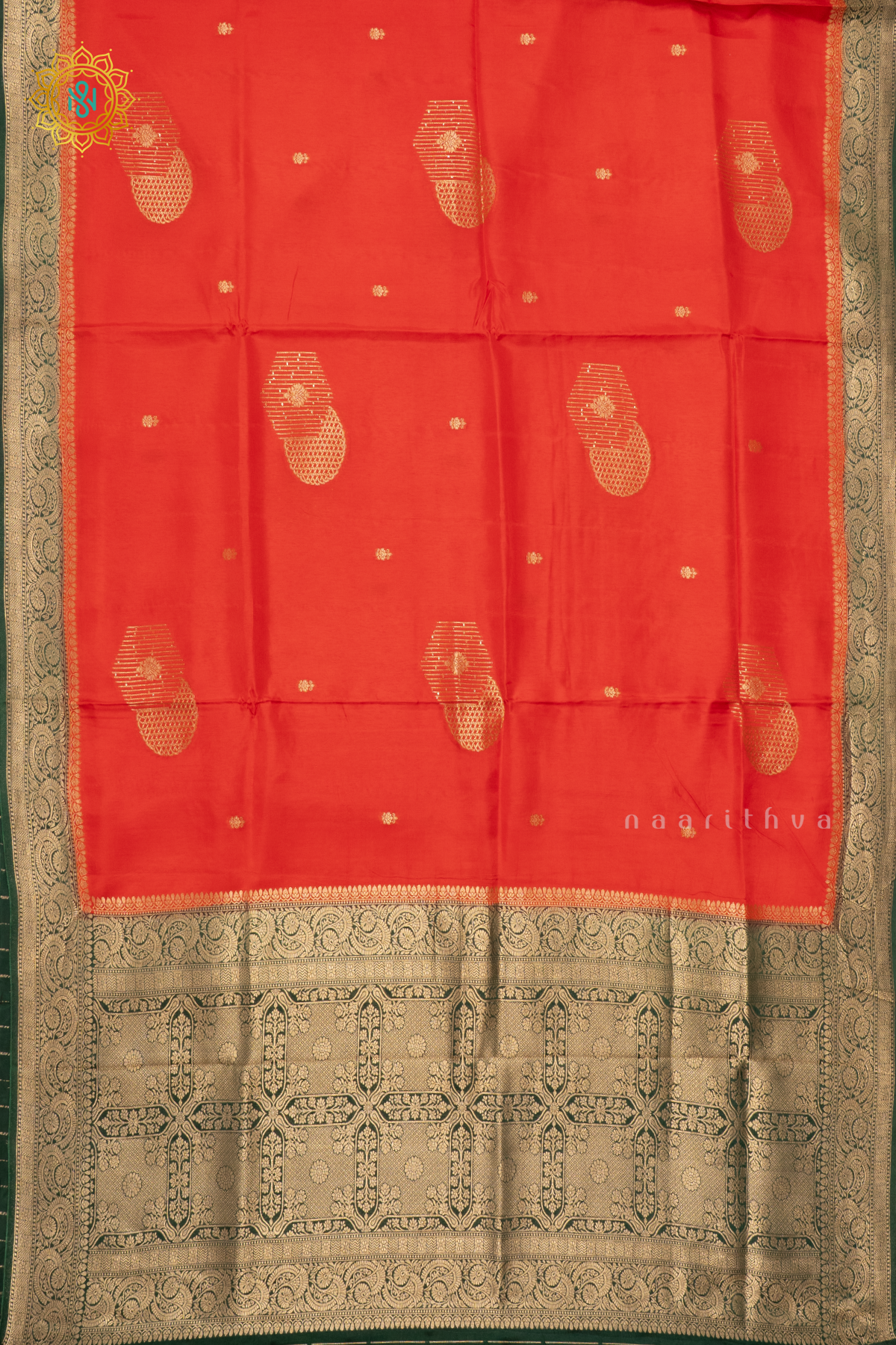 RED WITH GREEN - DOLA SILK