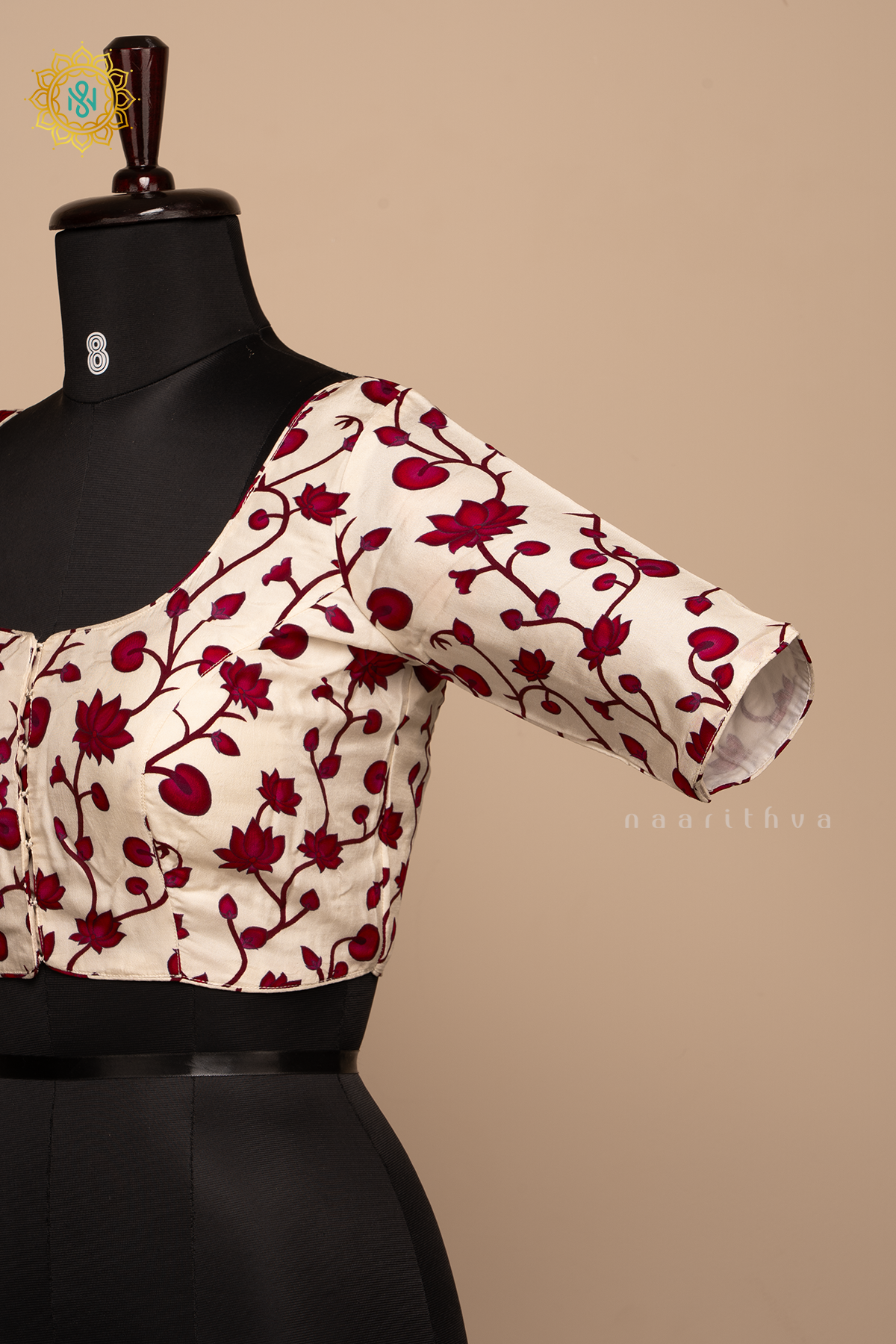 White - Dola Silk Readymade Blouse Allover Prints On the Body