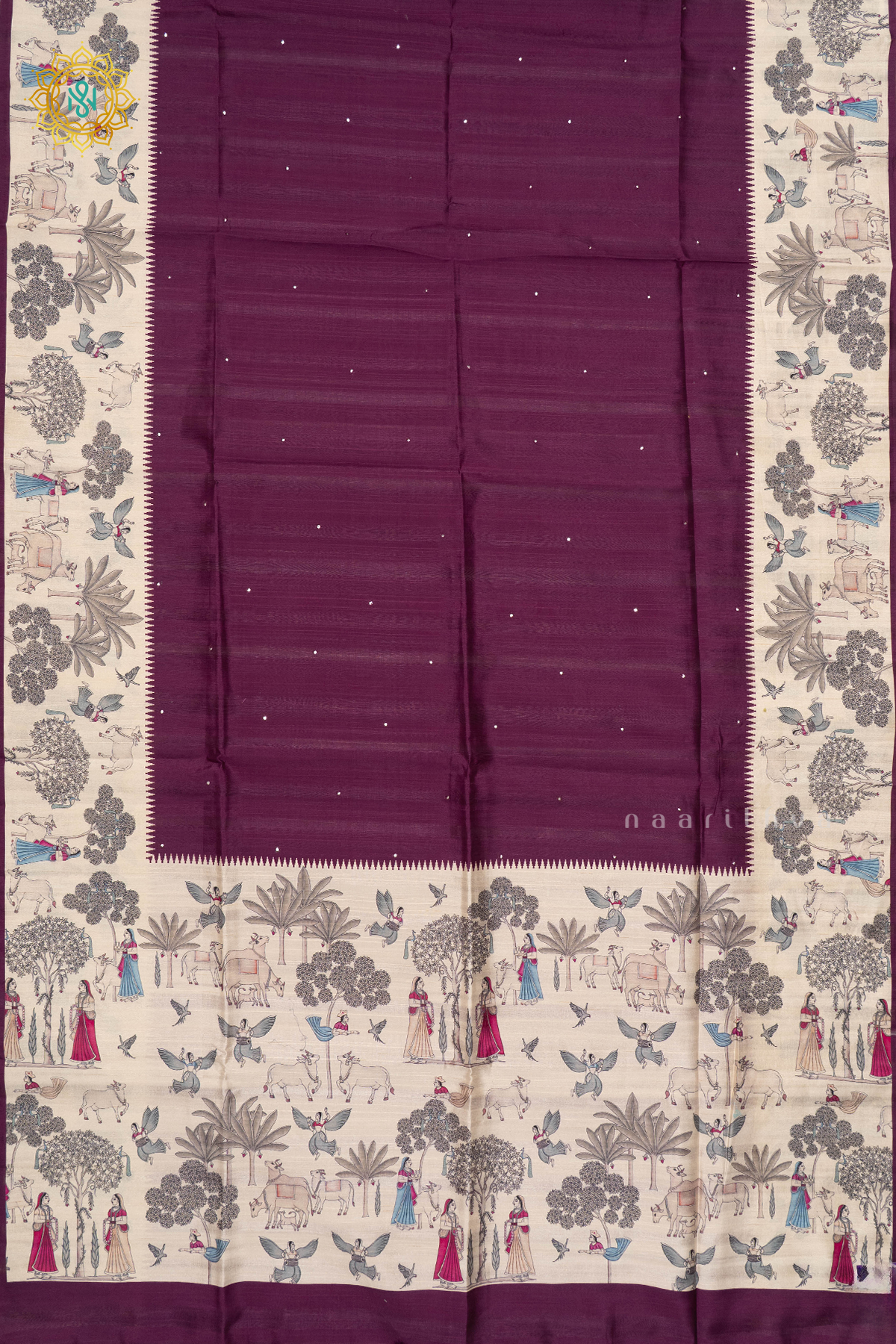 WINE WITH WHITE - SEMI TUSSAR SILK