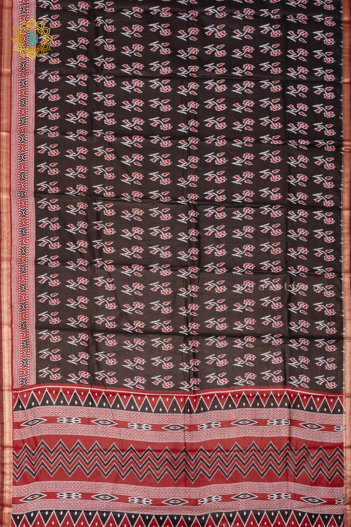 BROWN WITH MAROON - VISCOSE COTTON
