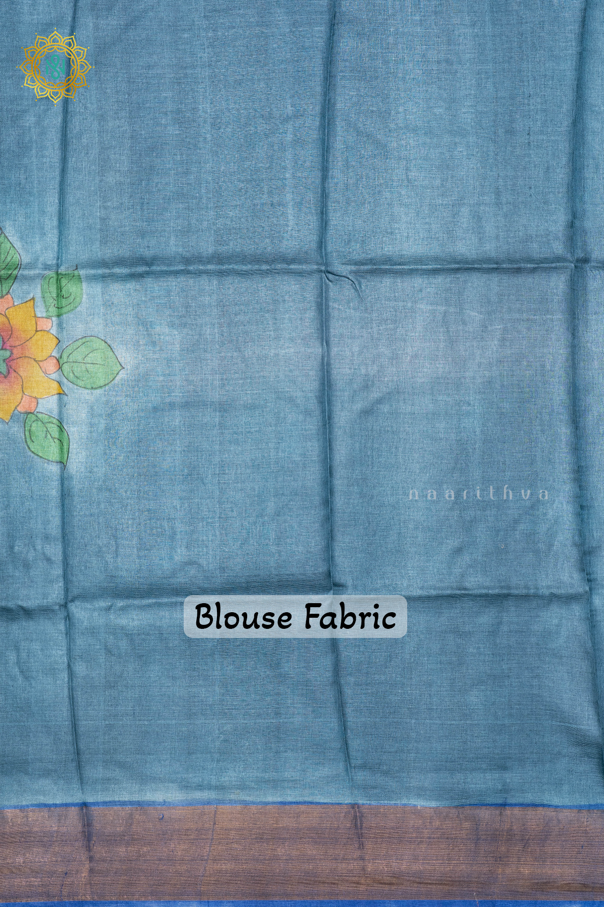 AQUA BLUE WITH BLUE - PURE TUSSAR SILK
