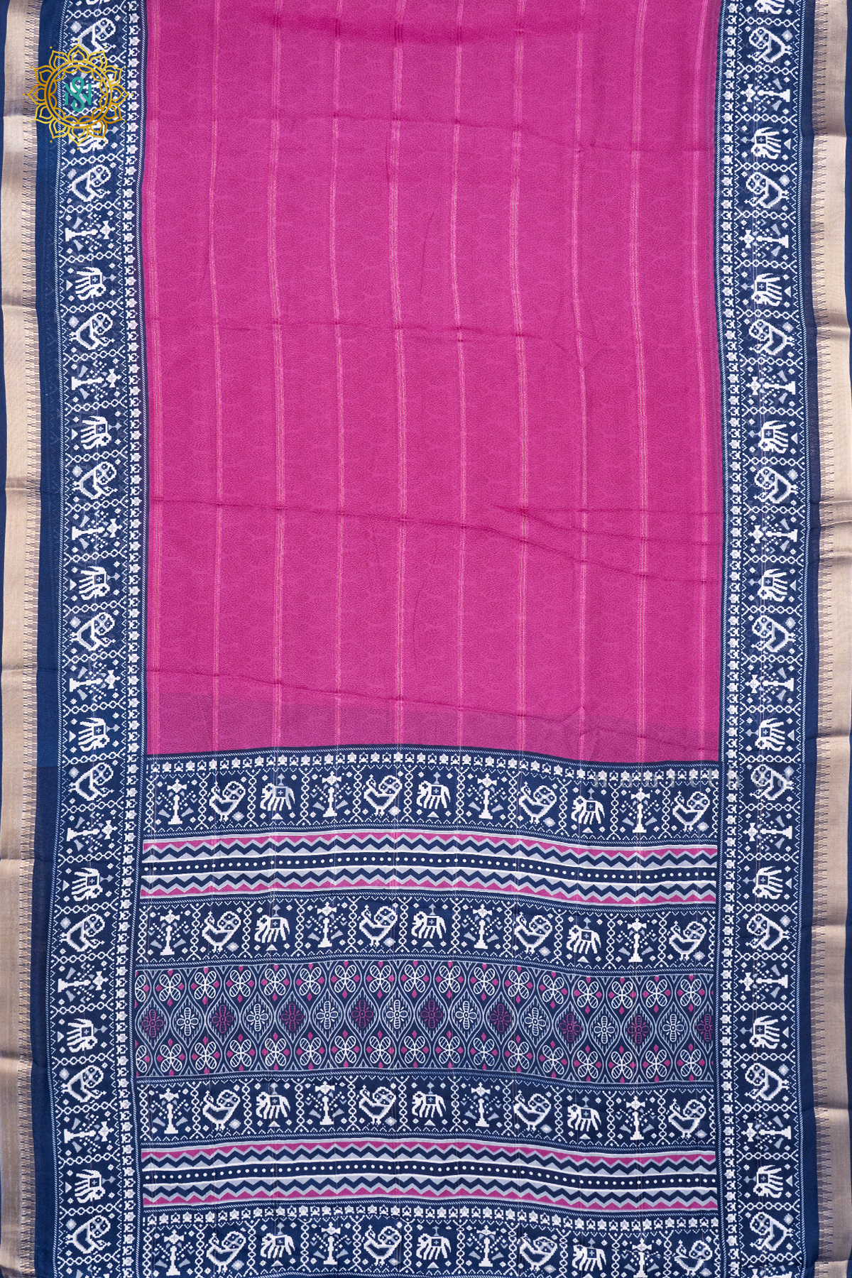 MAGENTA WITH PEACOCK BLUE - SEMI GEORGETTE