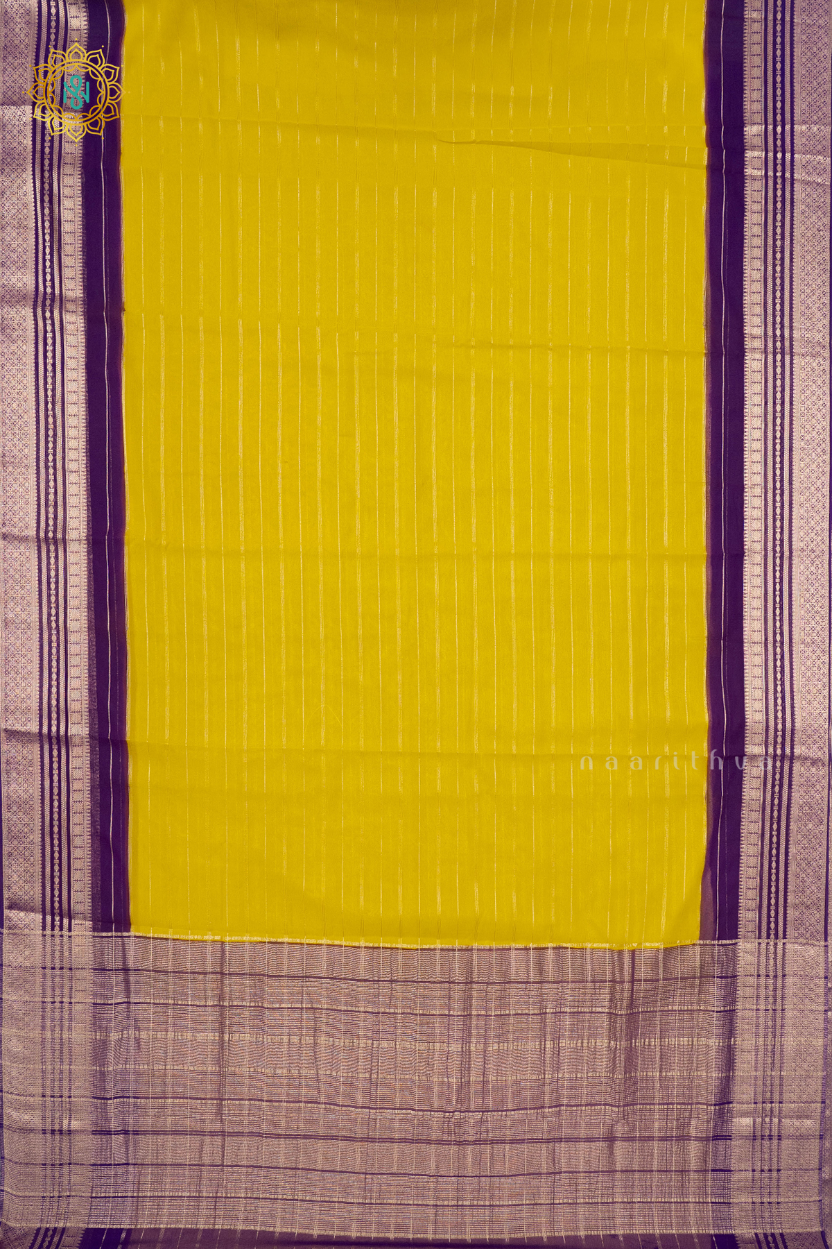 YELLOW WITH PURPLE - SEMI GEORGETTE