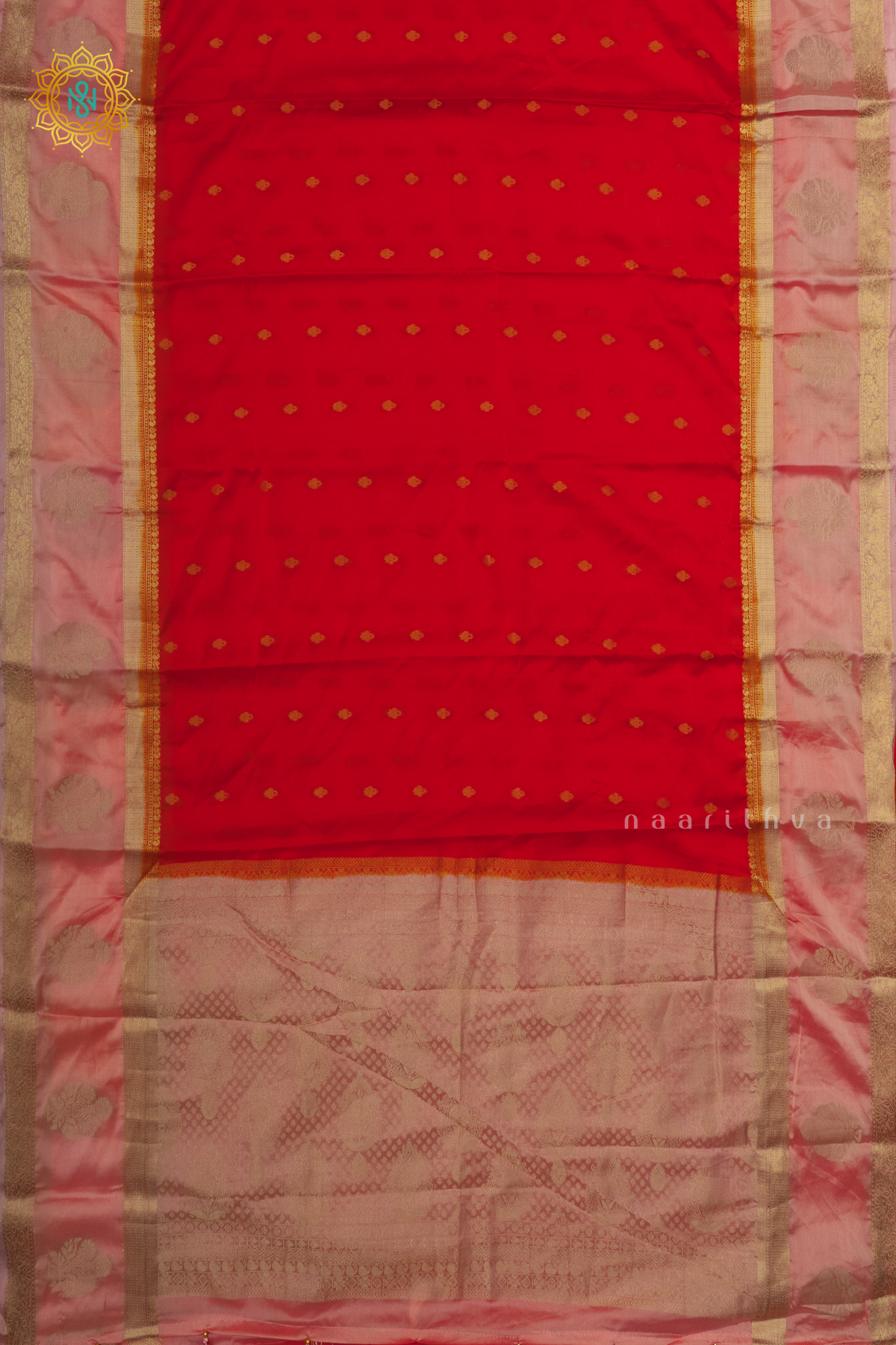 ORANGE WITH PEACH - SEMI MYSORE CREPE SILK