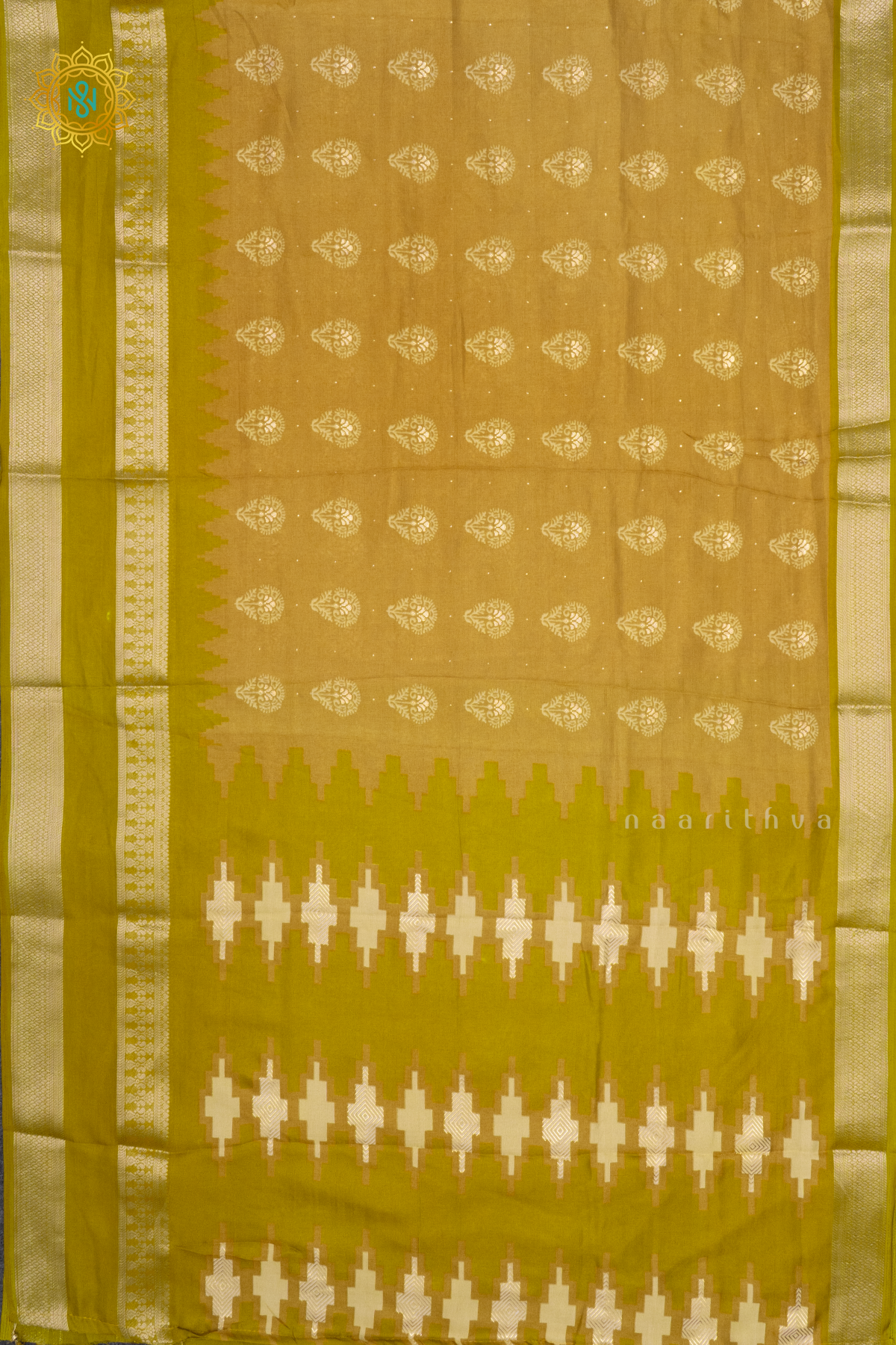 MUSTRAD WITH LEMON YELLOW - SEMI GEORGETTE