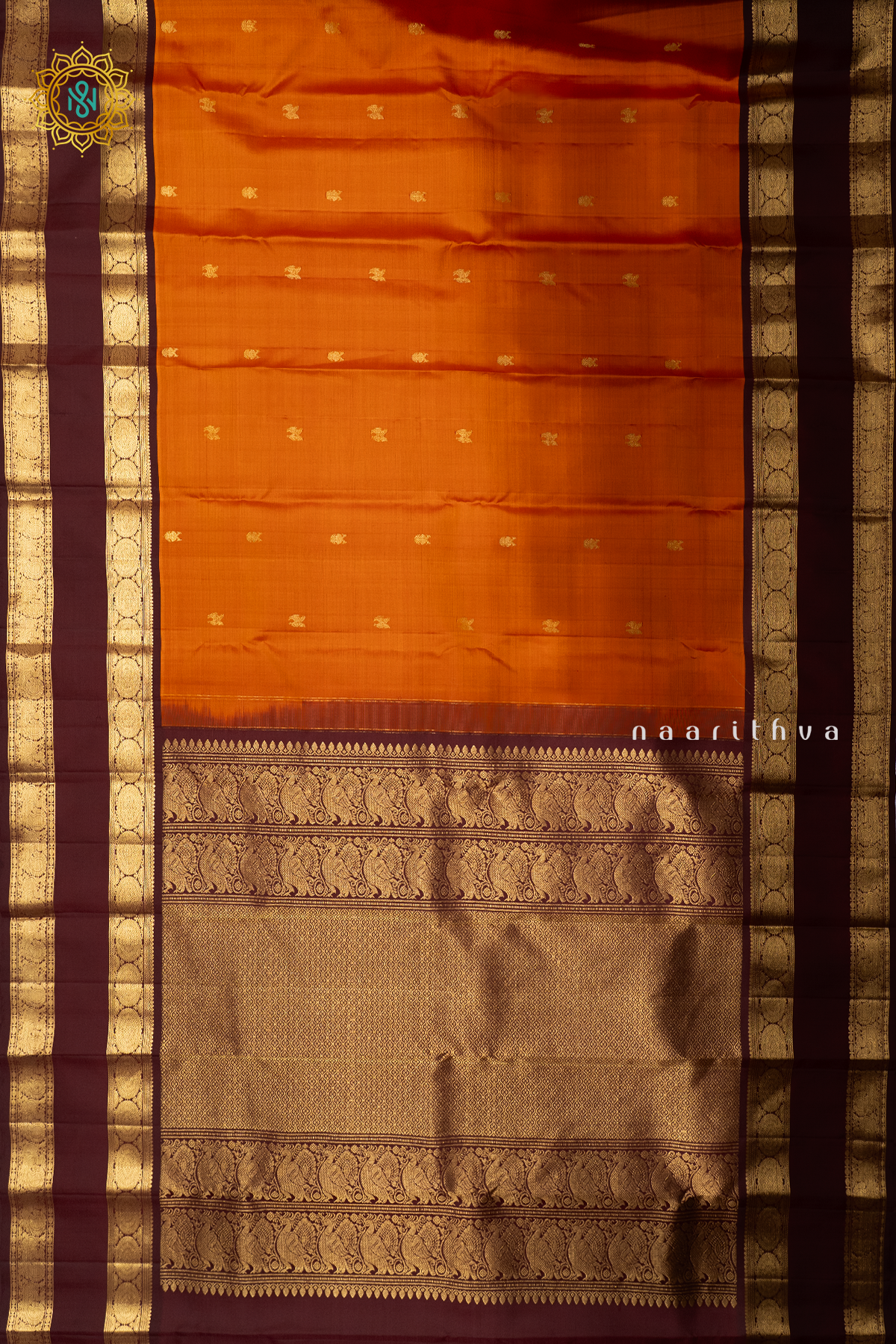 RUST ORANGE WITH BROWN - PURE KANJIVARAM SILK