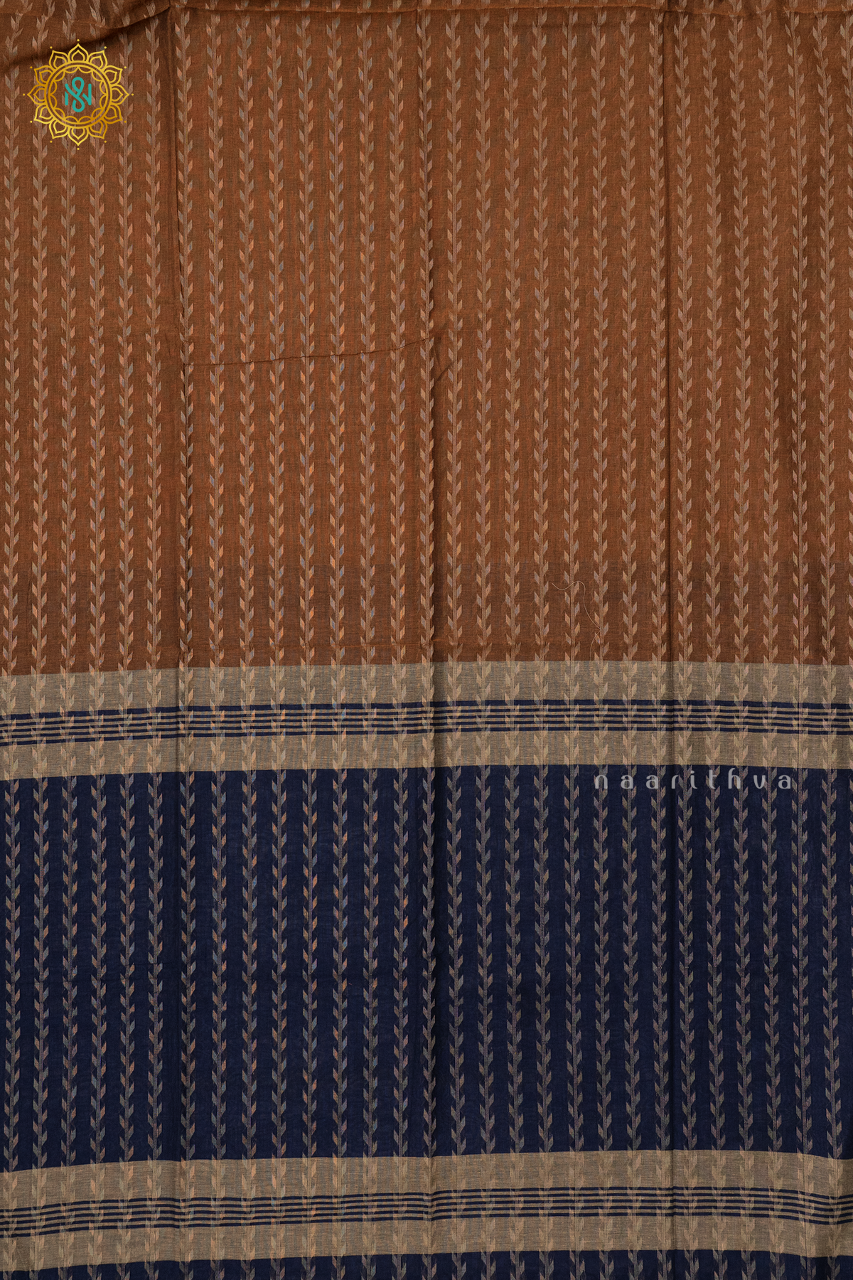 MUSTARD WITH NAVY BLUE - MUL COTTON
