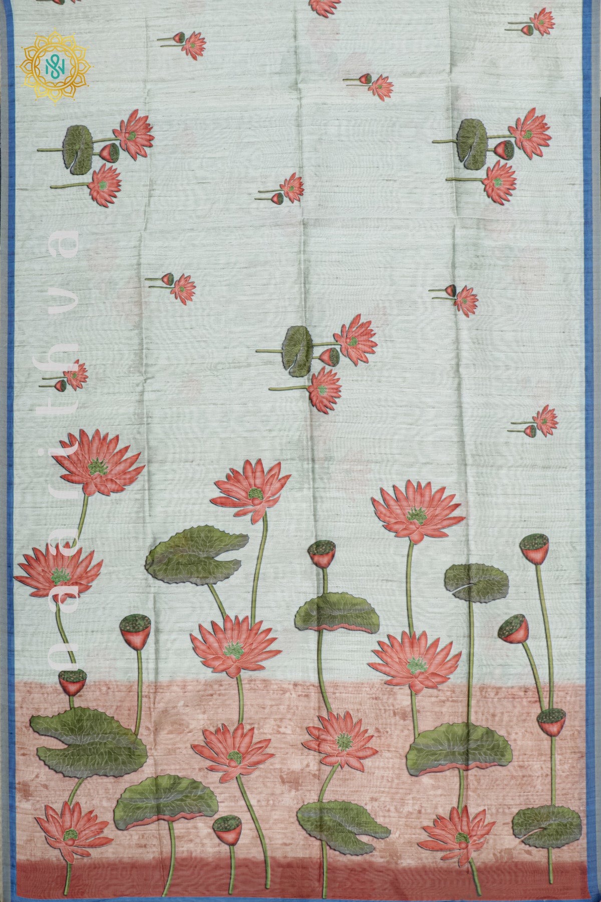 AQUA BLUE WITH BLUE - SEMI TUSSAR