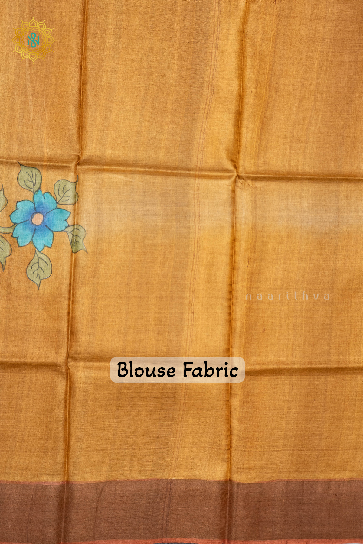 MUSTARD WITH PEACH - PURE TUSSAR SILK WITH HAND PAINTED